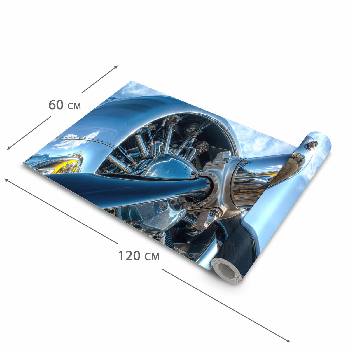 Farbbeständiger Teppich für Küche mit Motiv Flugzeugmotor in der Grösse 60x270 cm