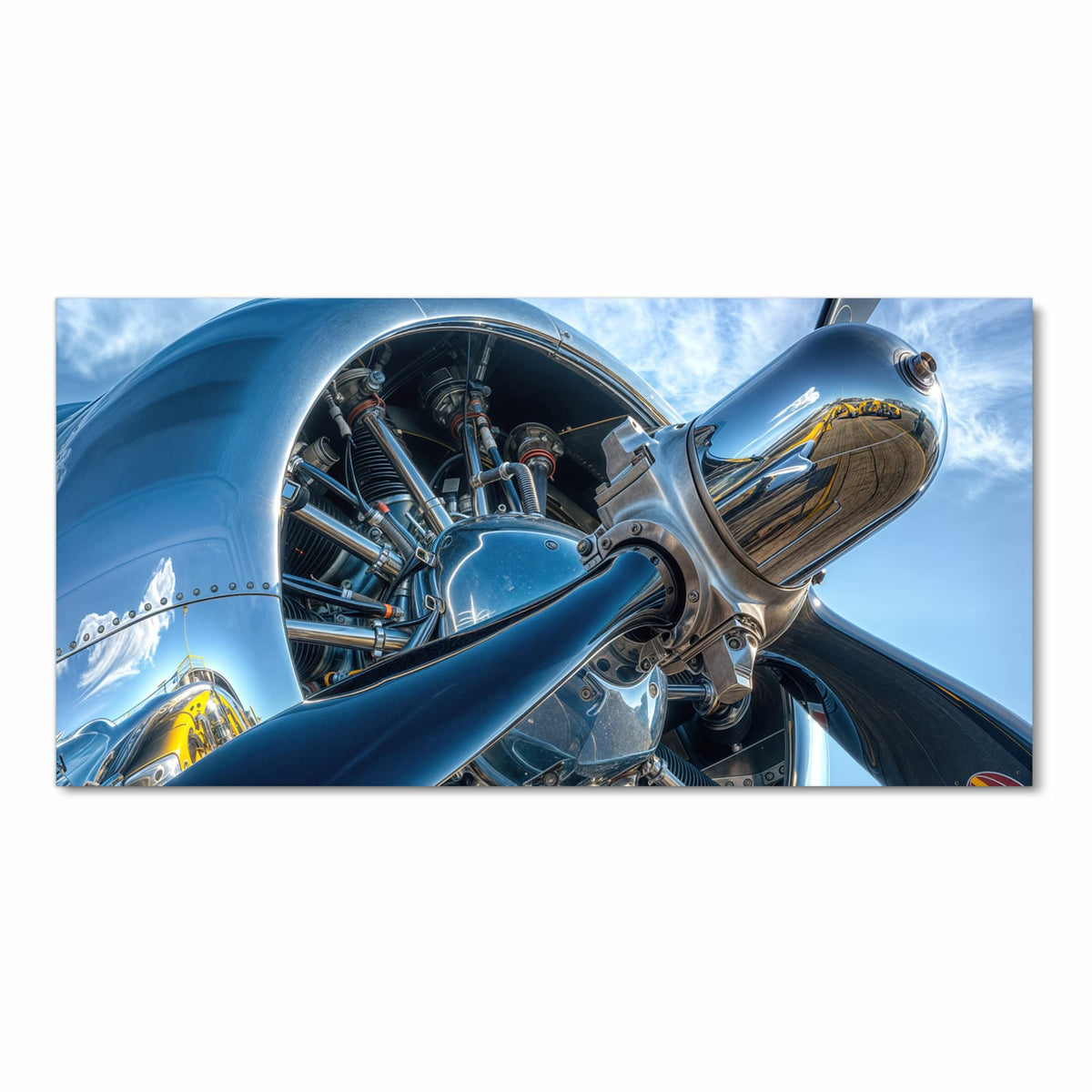 Abriebfester Bodenläufer Teppich mit Motiv Flugzeugmotor in Frontansicht