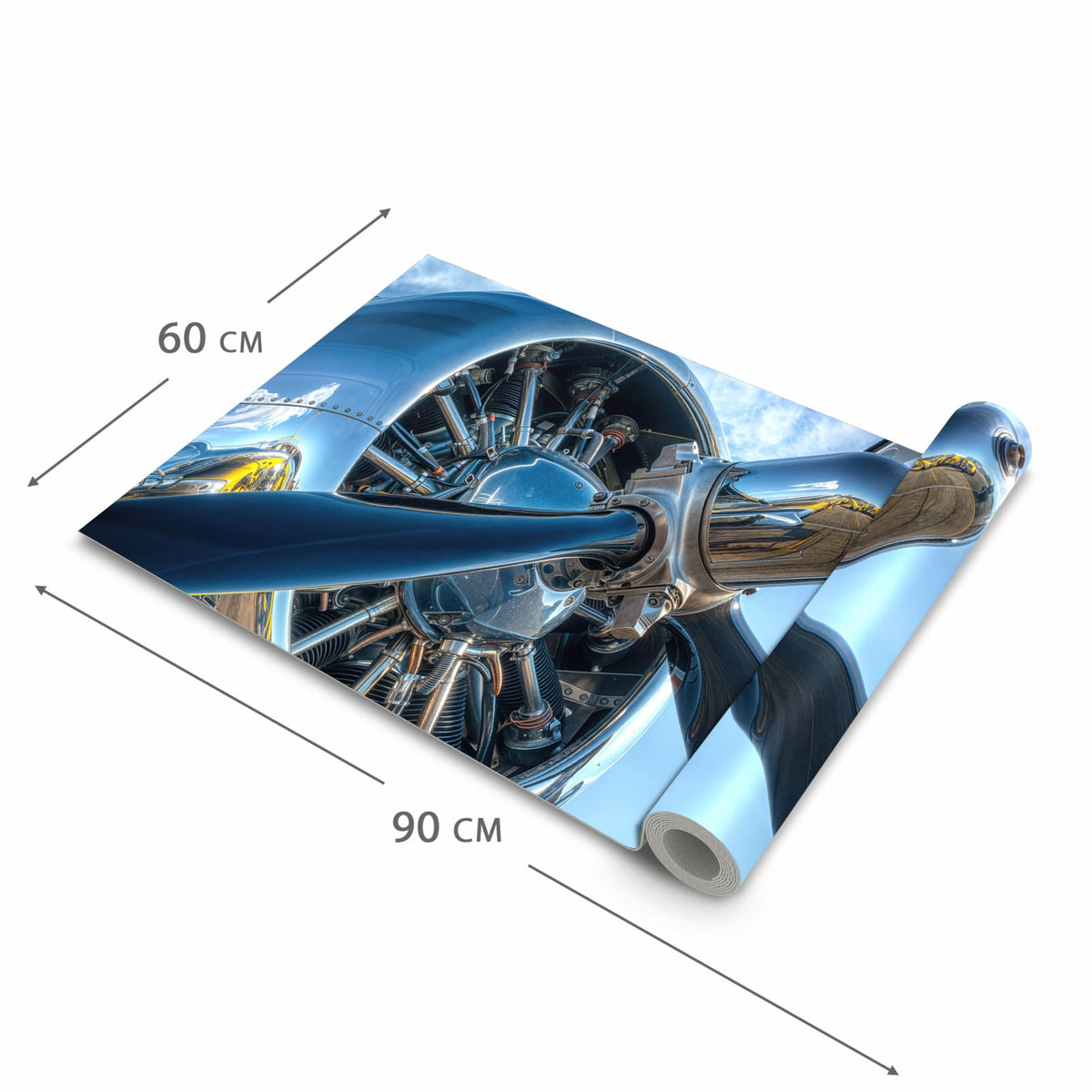 UV-beständiger Läufer für die Küche mit Motiv Flugzeugmotor in der Grösse 60x270 cm