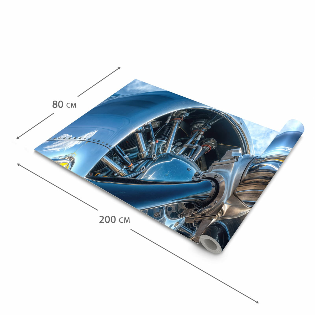 Komfortabler Läufer Küche mit Motiv Flugzeugmotor in der Grösse 60x270 cm
