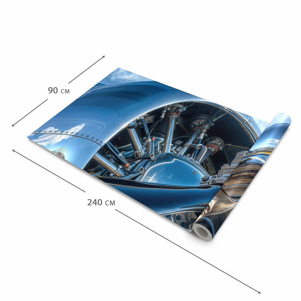 Langlebiger Küchenläufer mit Motiv Flugzeugmotor in der Grösse 60x270 cm