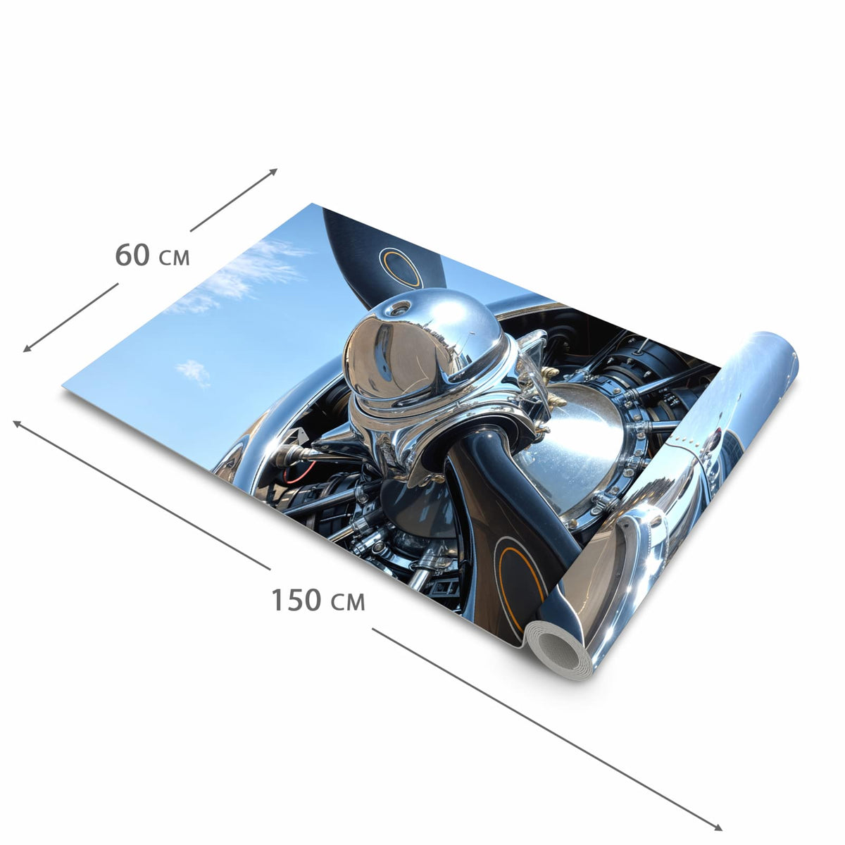 Rutschfester Küchenläufer mit Motiv Flugzeugpropeller in der Grösse 60x240 cm