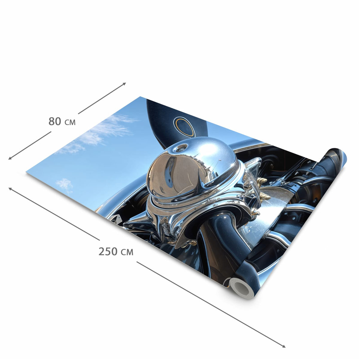 Rutschfester moderner Küchenläufer mit Motiv Flugzeugpropeller in der Grösse 60x270 cm