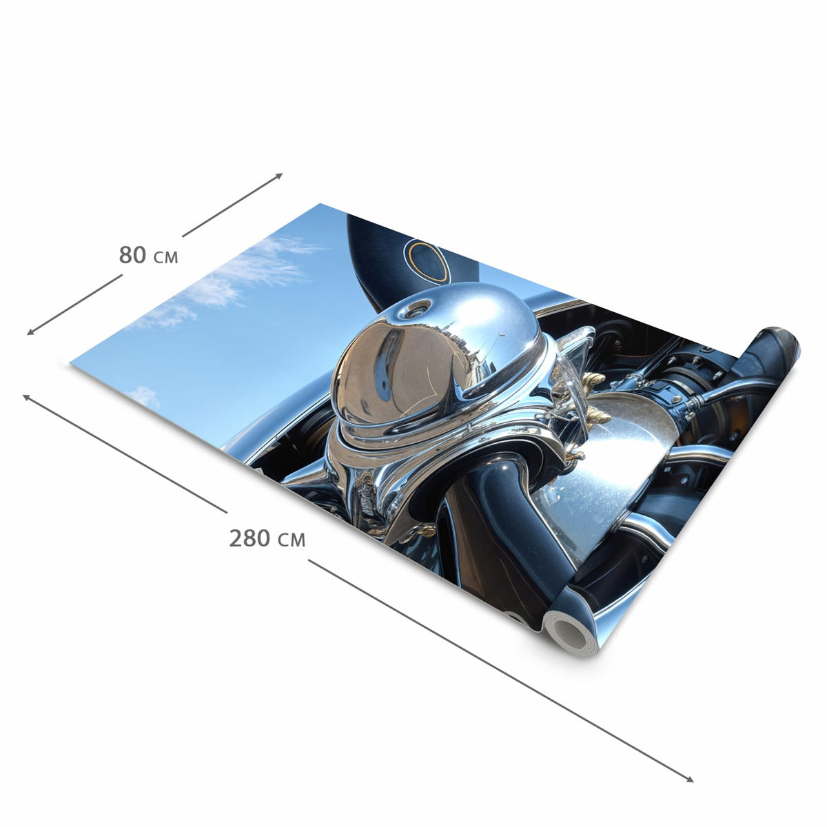 Feuchtigkeitsresistenter Küchenläufer mit Motiv Flugzeugpropeller in der Größe 60x270 cm