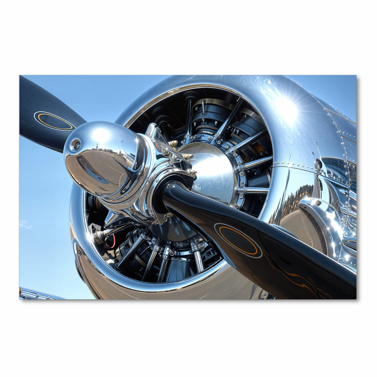 Farbbeständiger dünner Küchenteppich mit Motiv Flugzeugpropeller in Frontansicht, waschbar