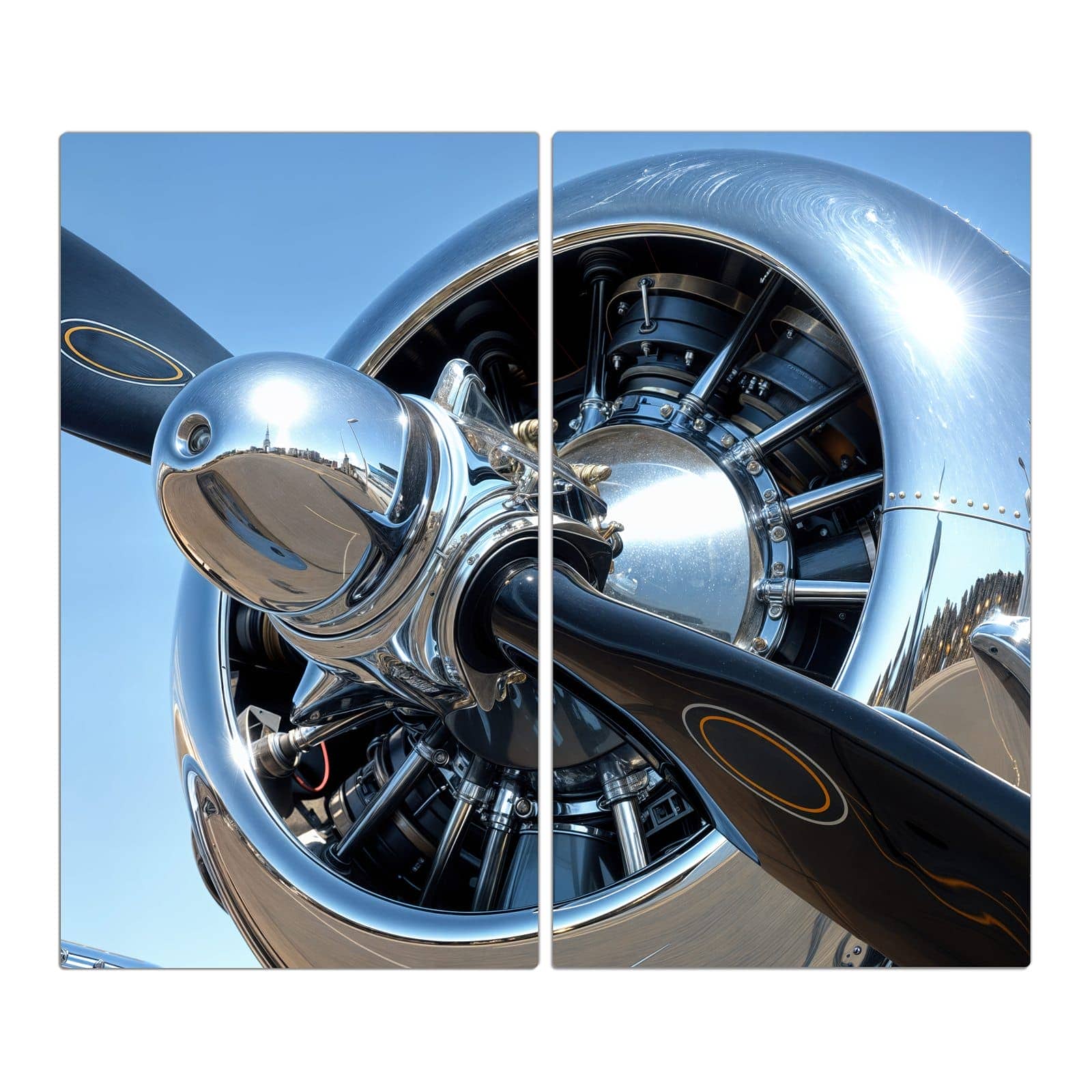 2-teilige Ceranfeldabdeckungen mit Flugzeugpropeller-Motiv in der Frontansicht #grösse_2-Teilig (60x52cm)