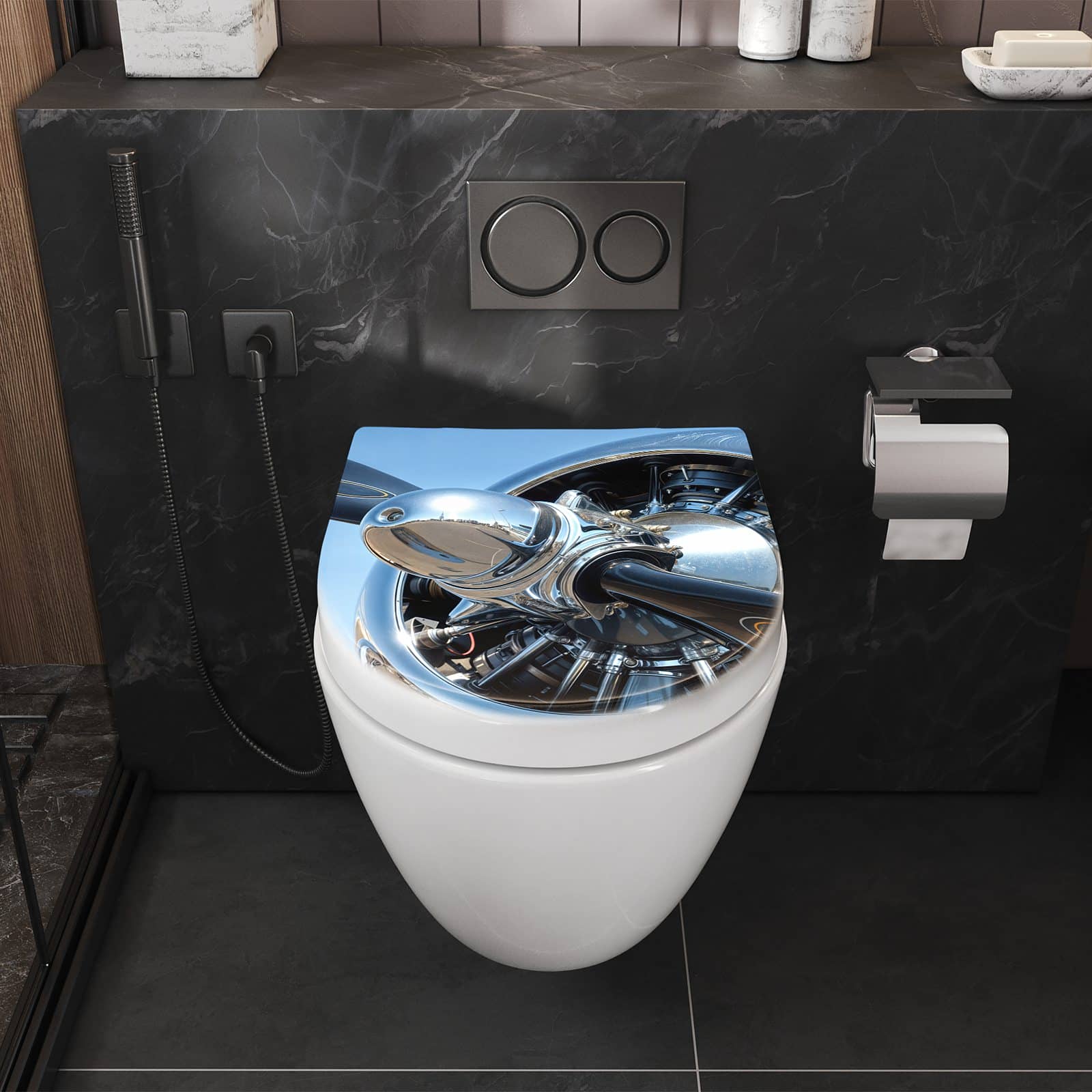 WC-Sitz mit Absenkautomatik Flugzeugpropeller