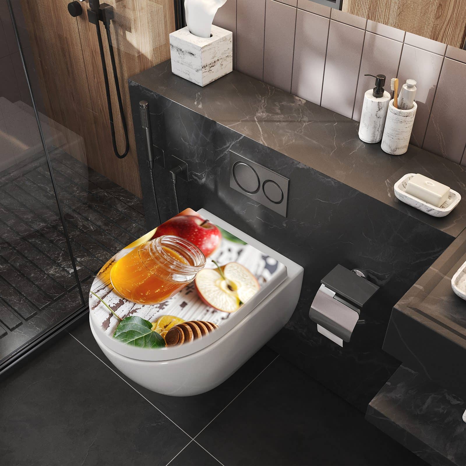 WC-Sitz mit Absenkautomatik Äpfel und Honig