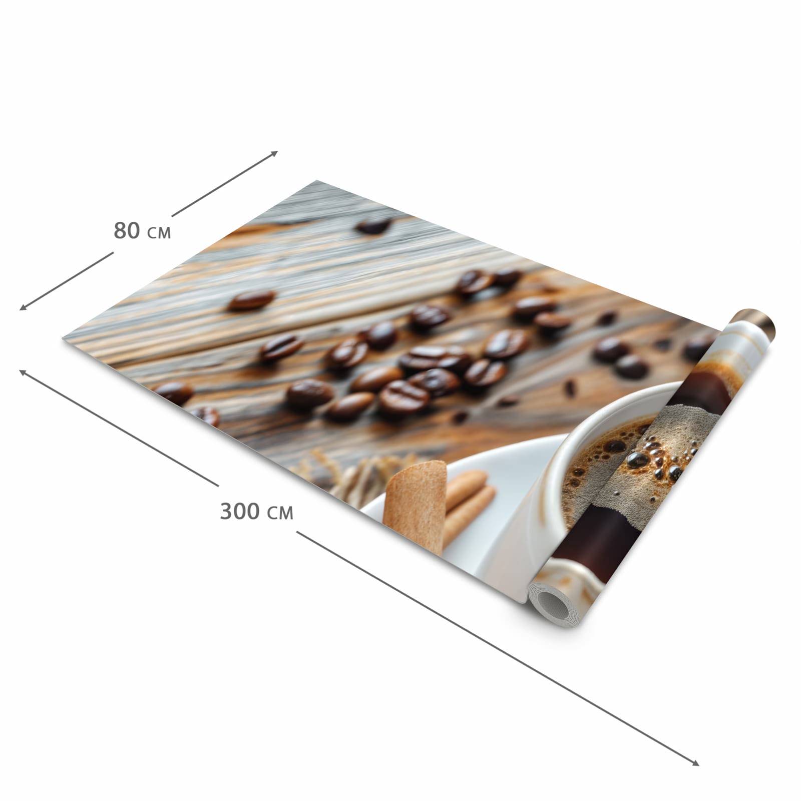 Bodenschonender rutschfester Küchenteppich mit Motiv Kaffee Zimt in der Grösse 60x240 cm