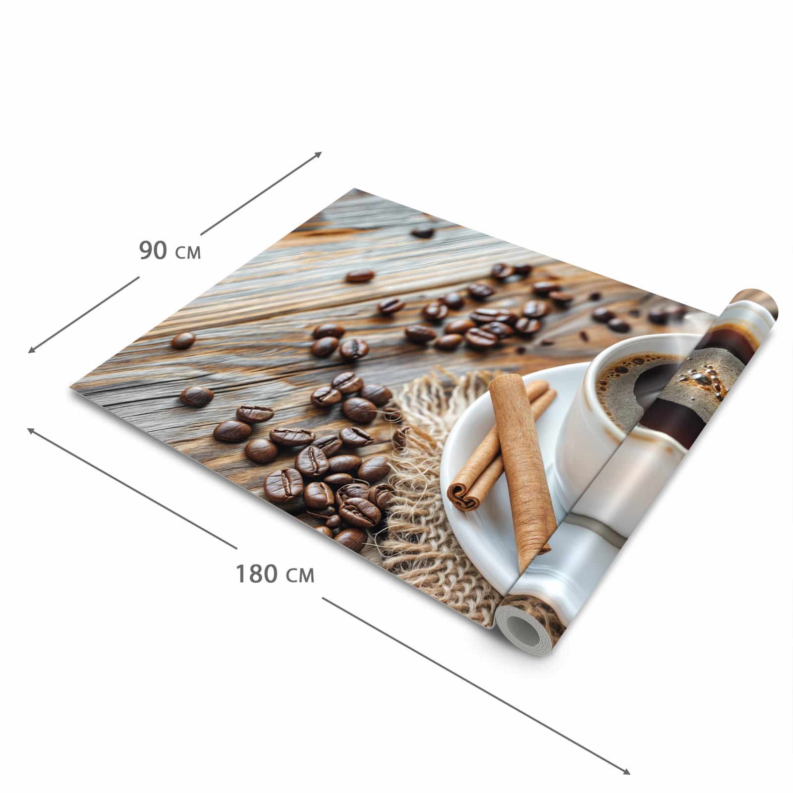 Farbbeständiger Bodenläufer mit Motiv Kaffee Zimt in der Grösse 60x240 cm