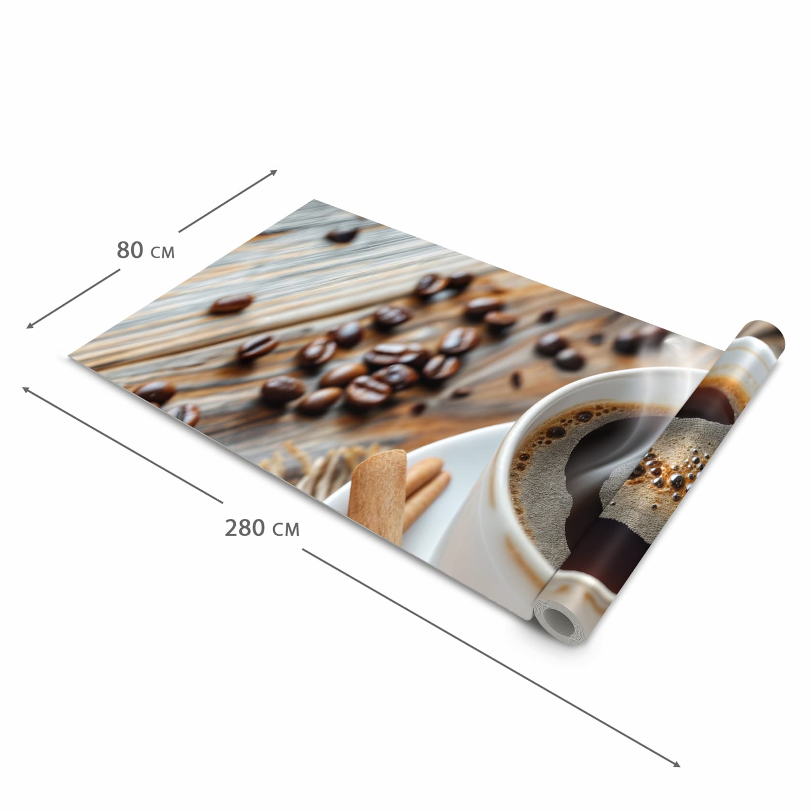 Waschbarer Küchenteppich mit Motiv Kaffee Zimt in der Größe 60x240 cm für Ordnung