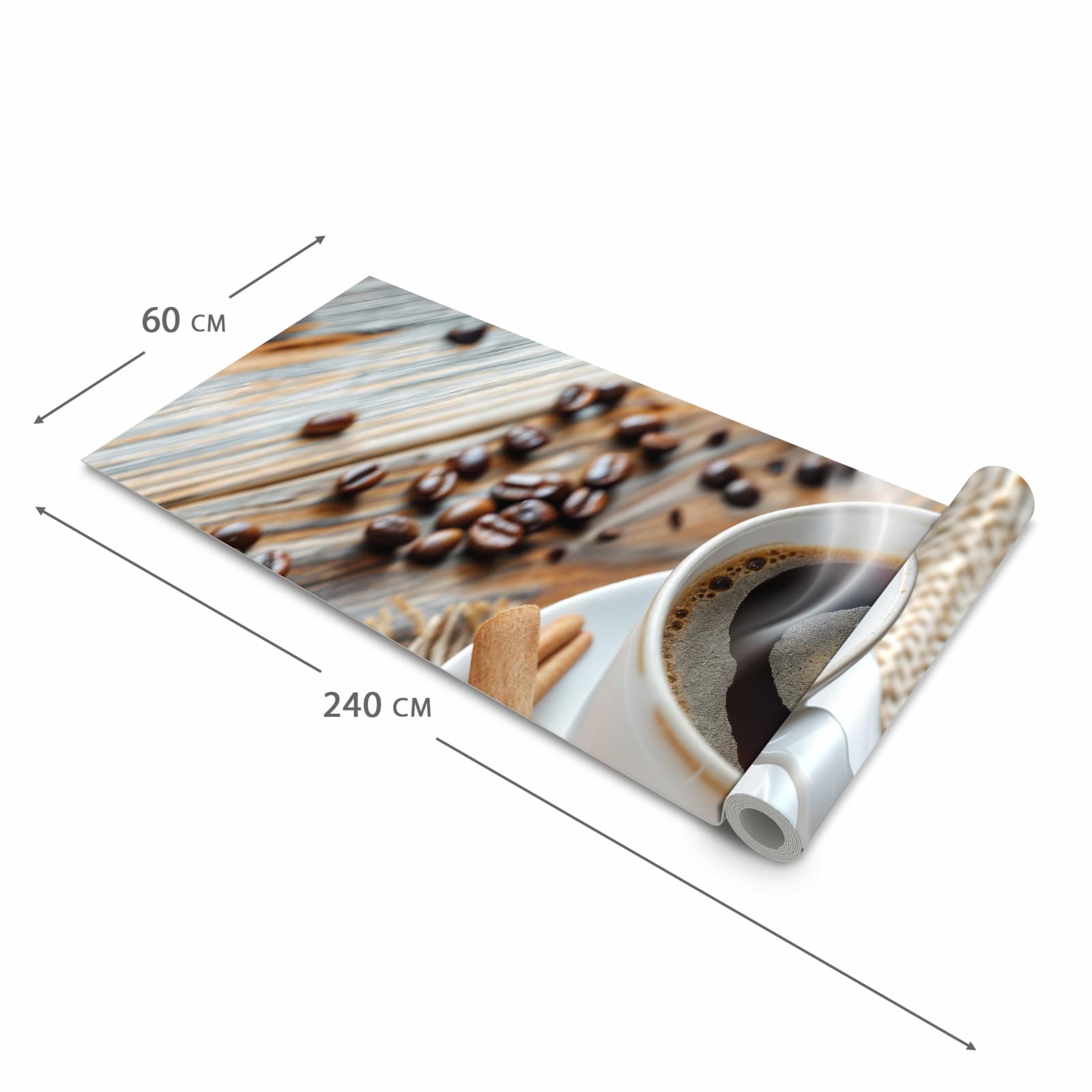 Strapazierfähiger Läufer für den Eingangsbereich mit Motiv Kaffee Zimt in der Größe 60x240 cm