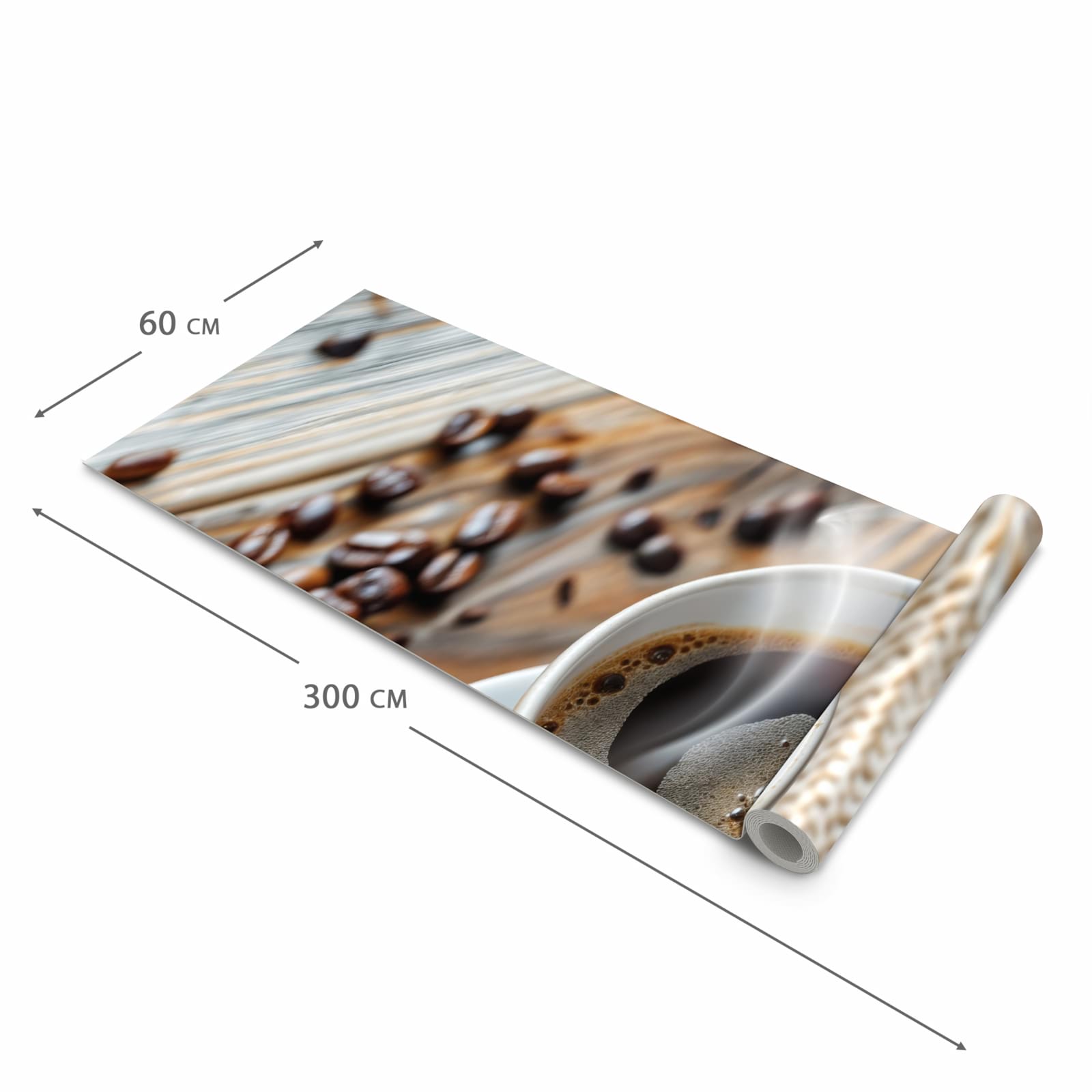 Langlebiger dünner Küchenteppich mit Motiv Kaffee Zimt in der Grösse 60x240 cm