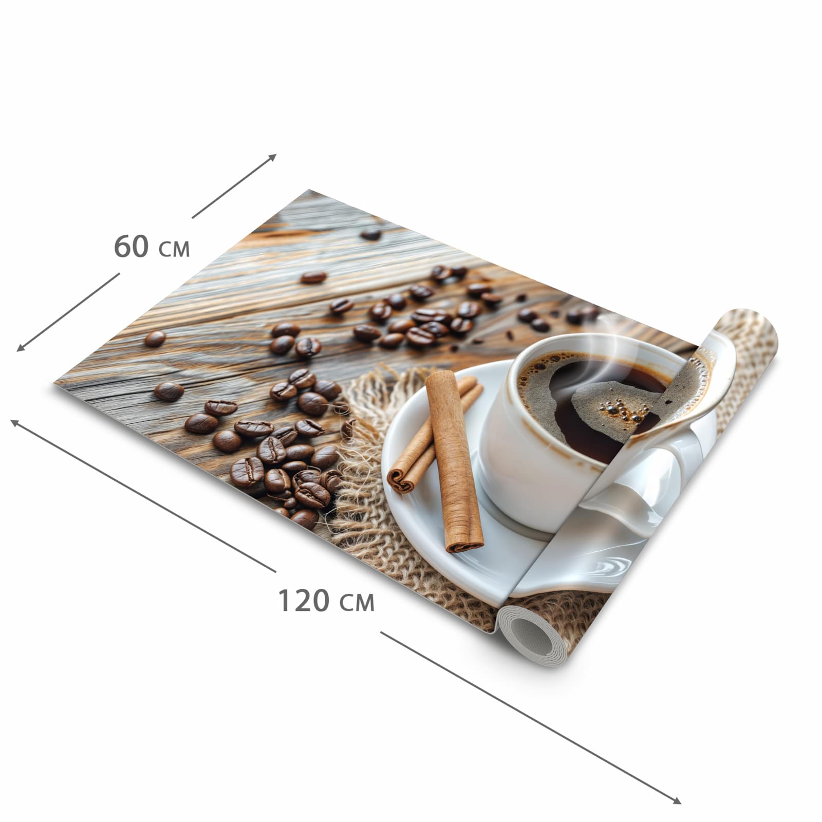 Waschbarer Küchenläufer mit Motiv Kaffee Zimt in der Grösse 60x240 cm