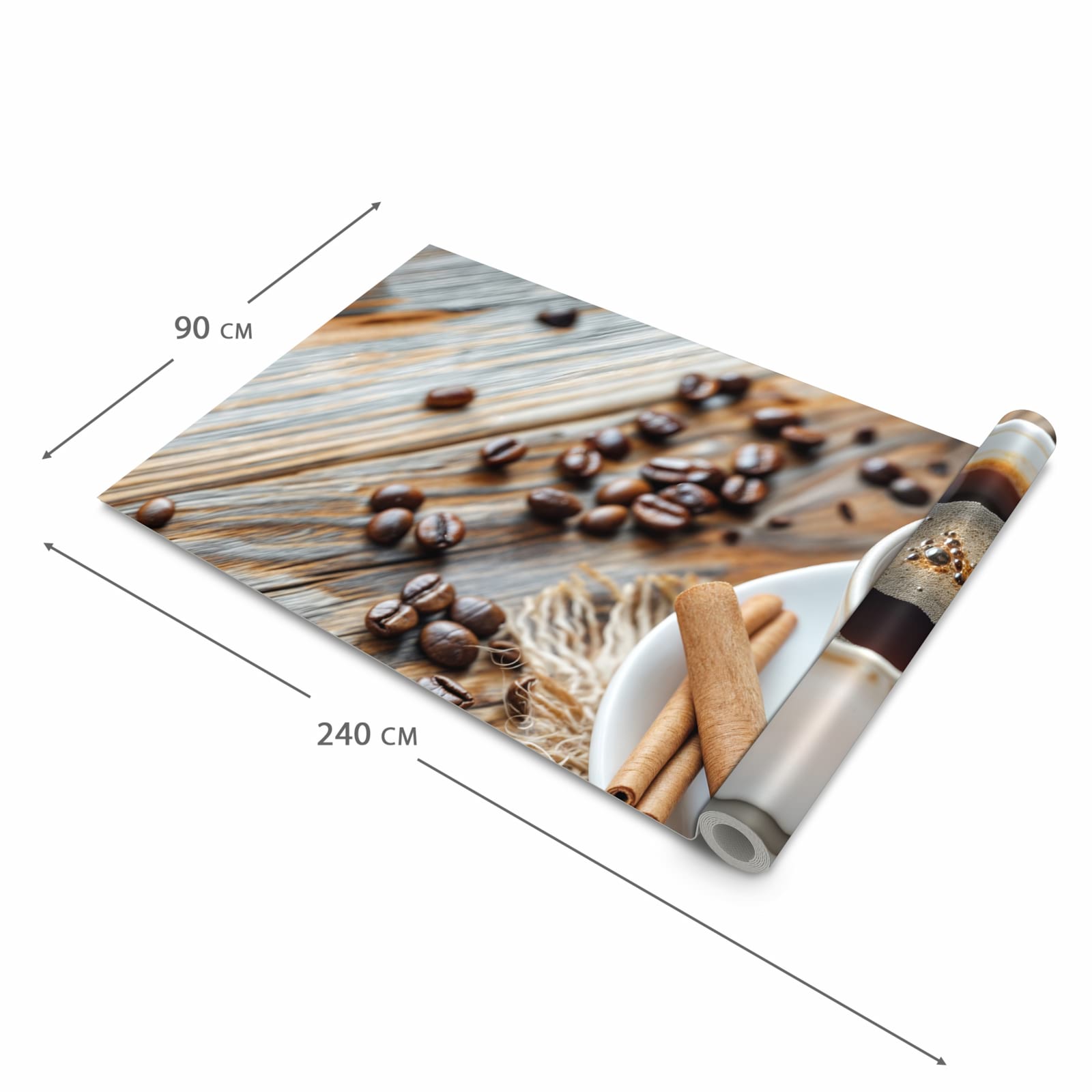 Formstabiler Bodenläufer Teppich mit Motiv Kaffee Zimt in der Grösse 60x240 cm