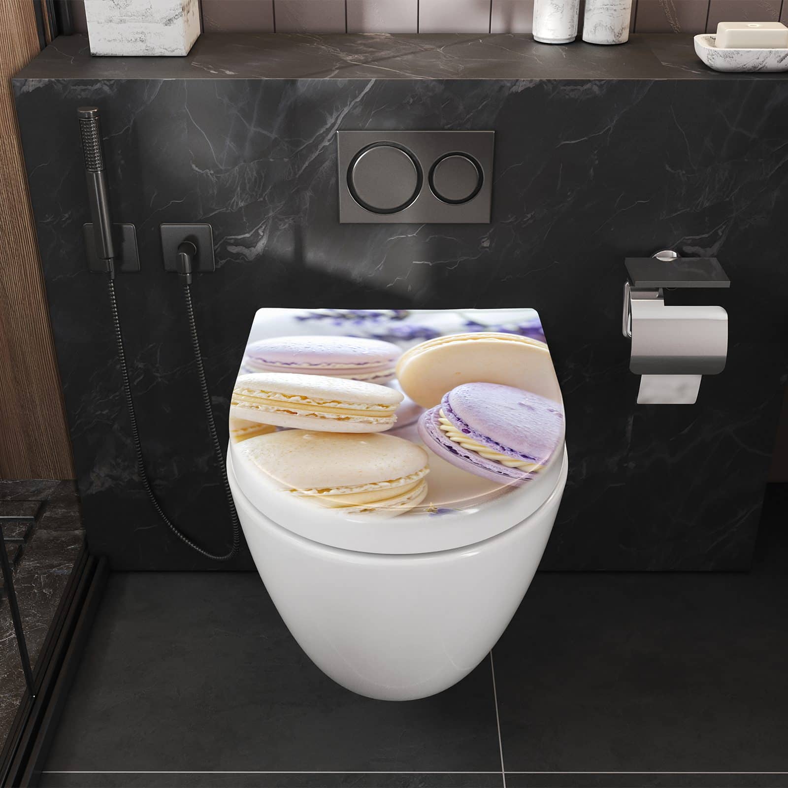 WC-Sitz mit Absenkautomatik Lavendel Macarons