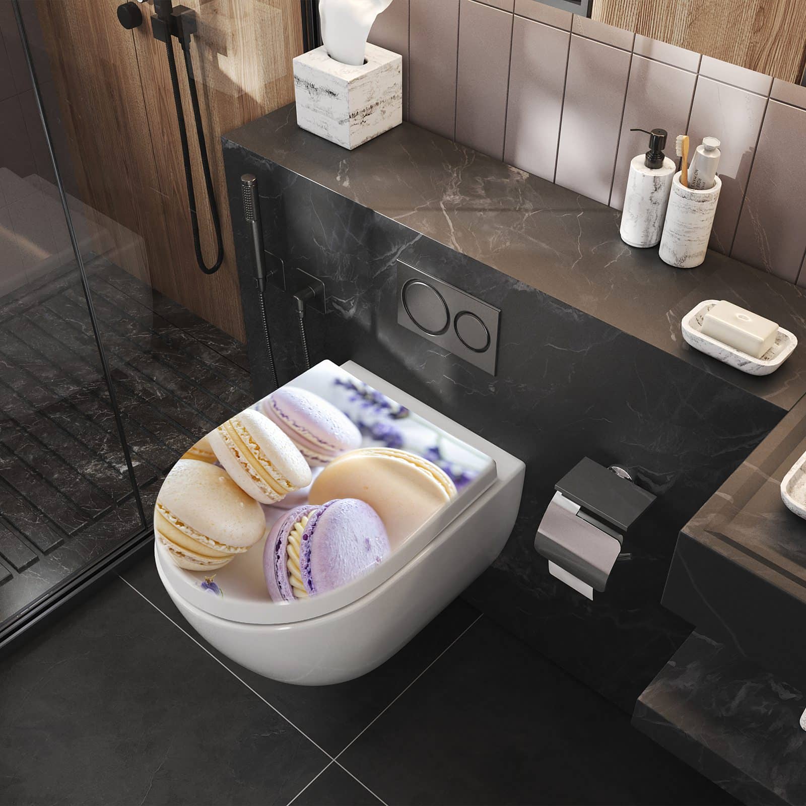 WC-Sitz mit Absenkautomatik Lavendel Macarons
