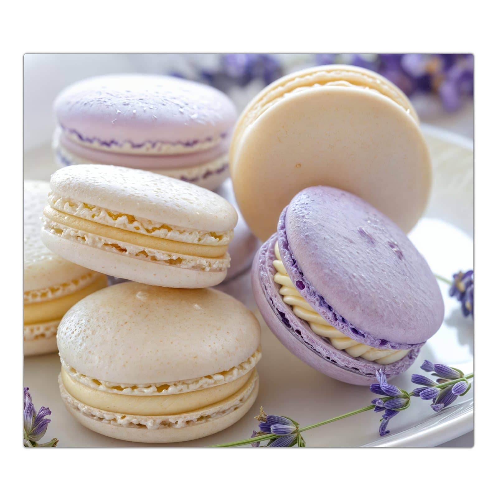 1-teilige Abdeckplatten für Ceranfeld mit Lavendel Macarons-Motiv in der Frontansicht #grösse_1-Teilig (60x52cm)