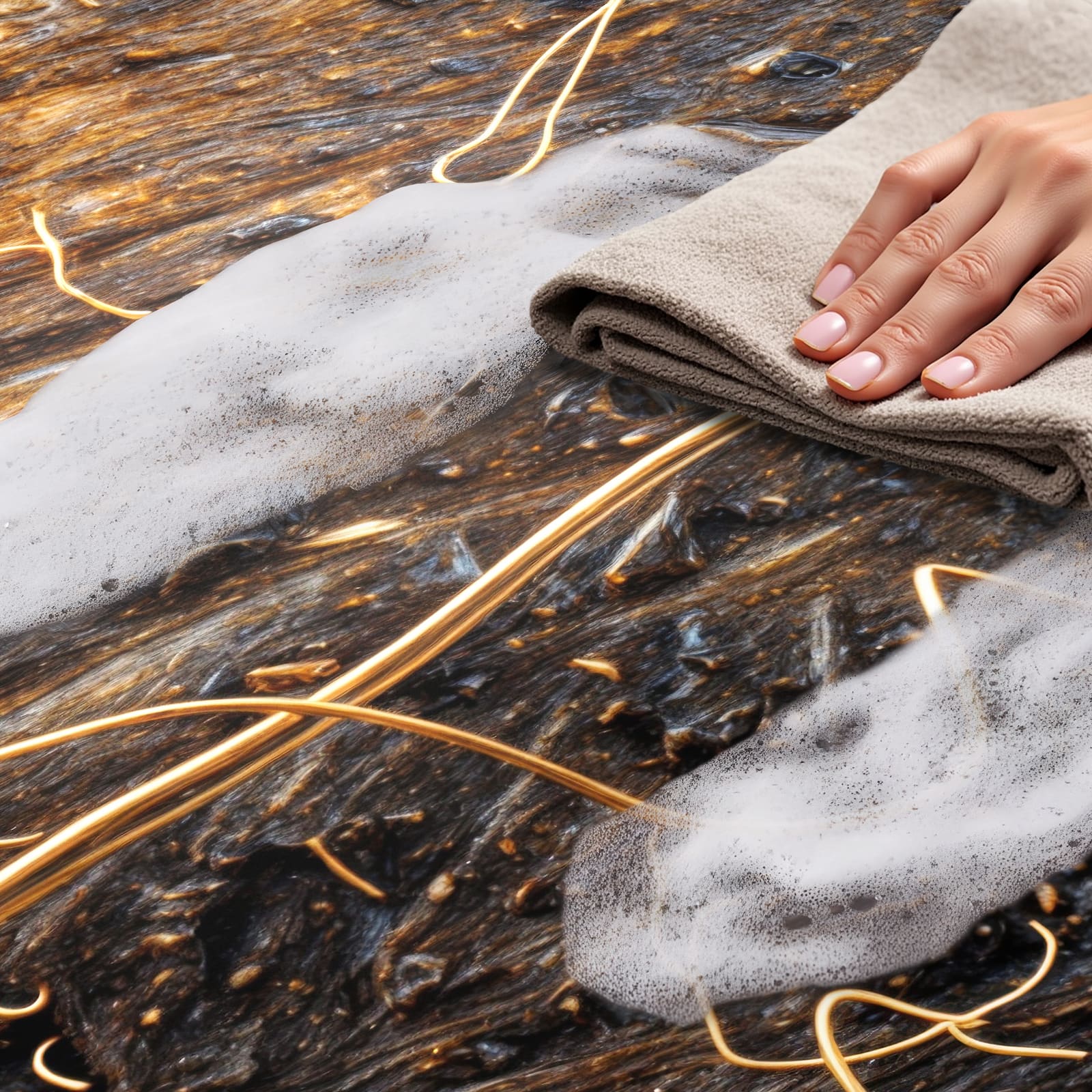 Geruchsneutraler Küchenteppich rutschfest mit Motiv Nuss Schale Detail, einfach zu Reinigung