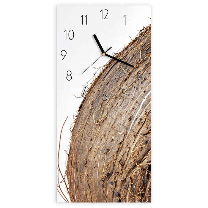 Wanduhr Nuss Schale Detail aus Glas – Hochformat 30 × 60 cm mit Ziffernblatt Elegant