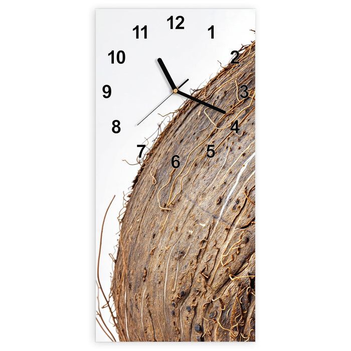 Wanduhr Nuss Schale Detail aus Glas – Hochformat 30 × 60 cm mit Ziffernblatt Modern