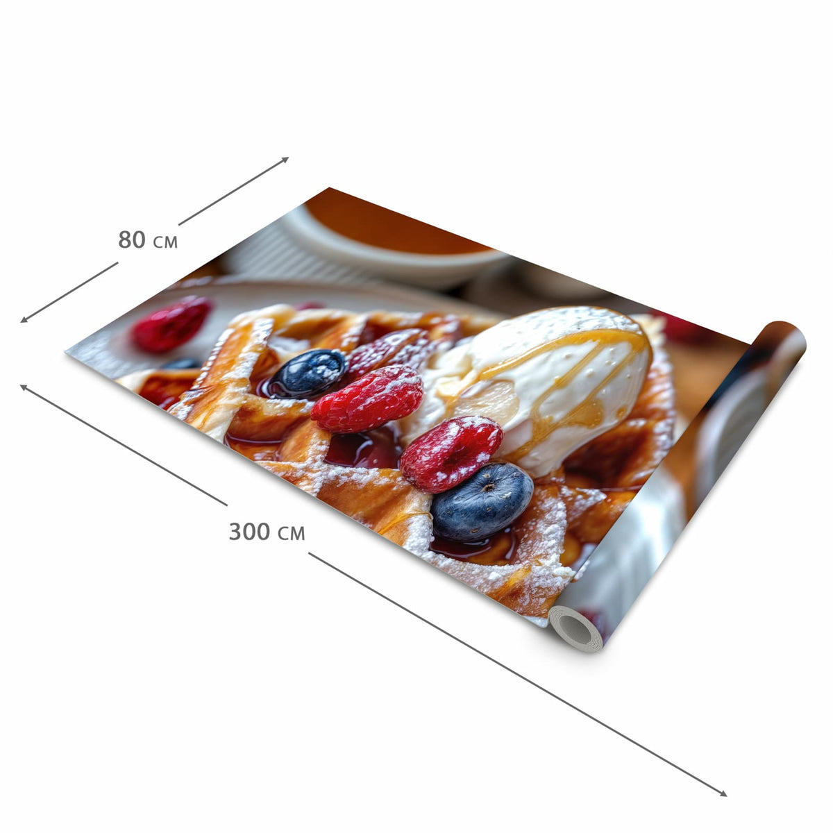 Rutschhemmender waschbarer Küchenläufer mit Motiv Belgische Waffeln in der Größe 60x180 cm