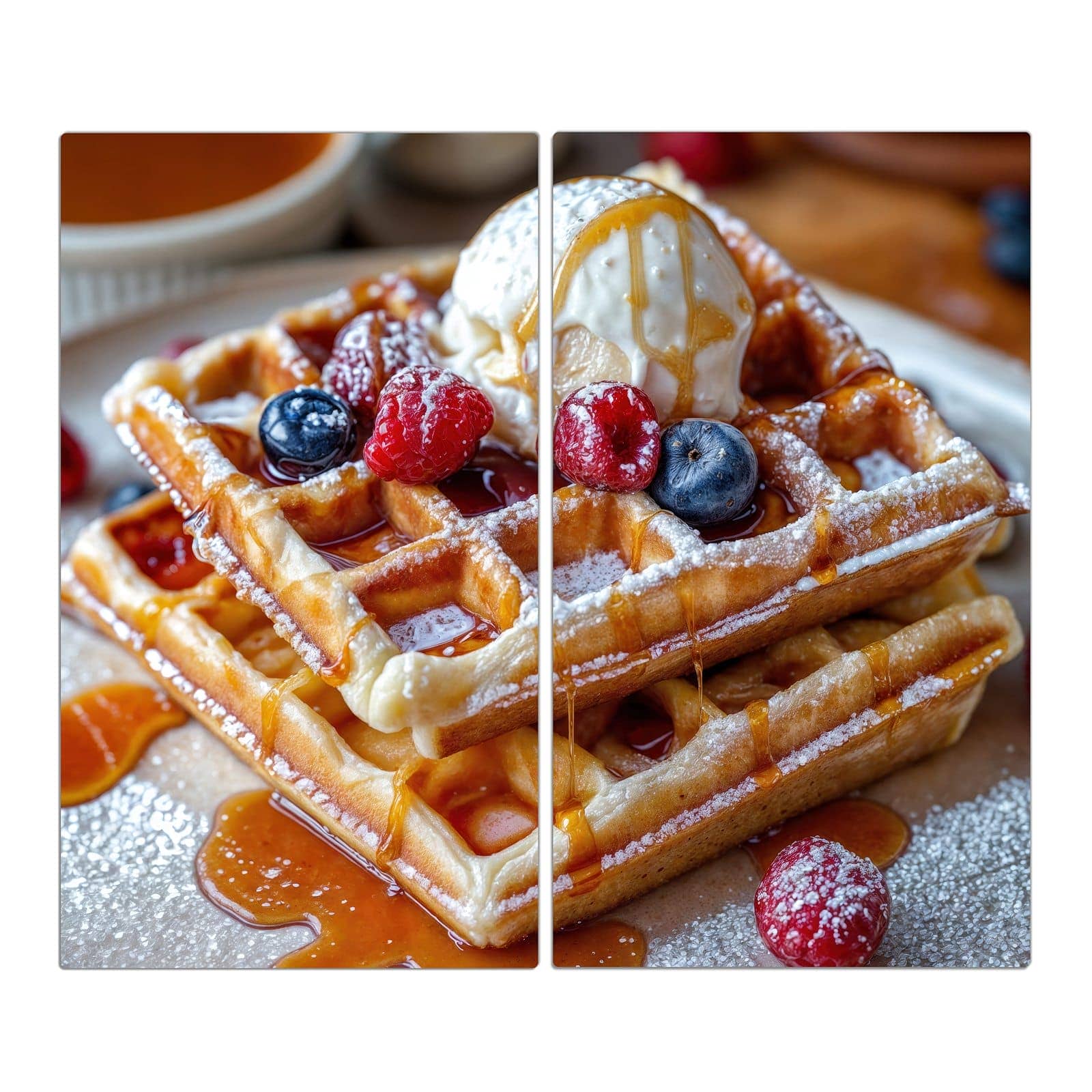 2-teilige Herdabdeckung mit Belgische Waffeln-Motiv in der Frontansicht #grösse_2-Teilig (60x52cm)