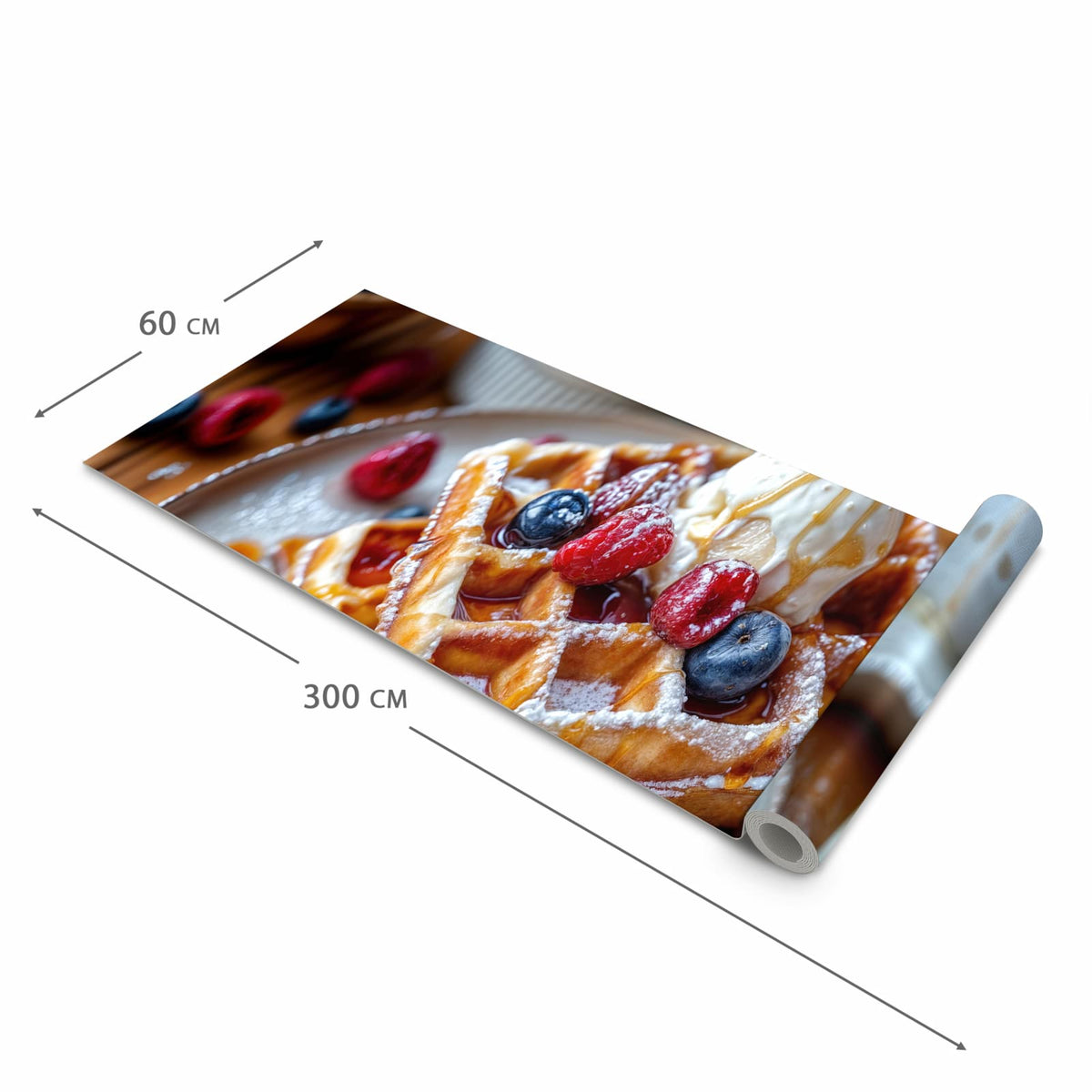 Geruchsneutraler großer Küchenteppich mit Motiv Belgische Waffeln in der Größe 60x150 cm