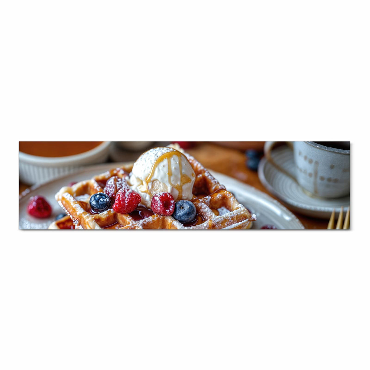 Rutschfester Teppich fürs Esszimmer mit Motiv Belgische Waffeln in Frontansicht, waschbar