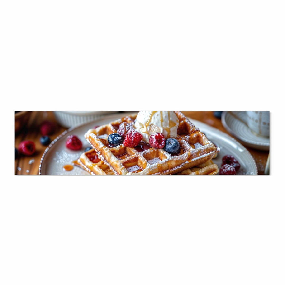 Pflegeleichter langer Teppich mit Motiv Belgische Waffeln in Frontansicht für den Flur
