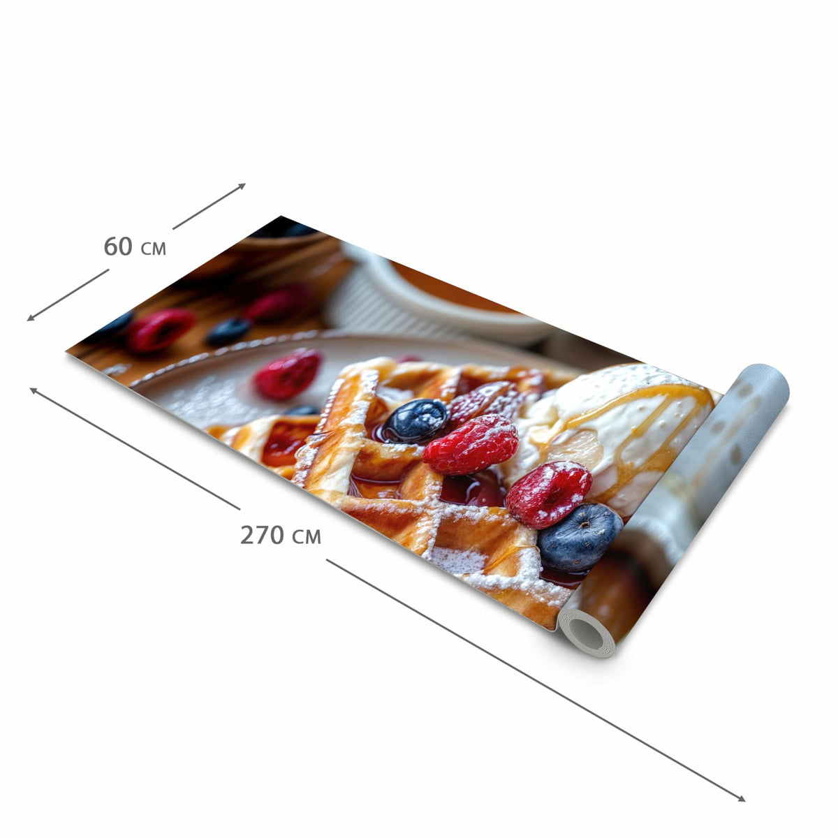 Schmutzabweisender waschbarer Küchenteppich mit Motiv Belgische Waffeln in der Grösse 60x150 cm