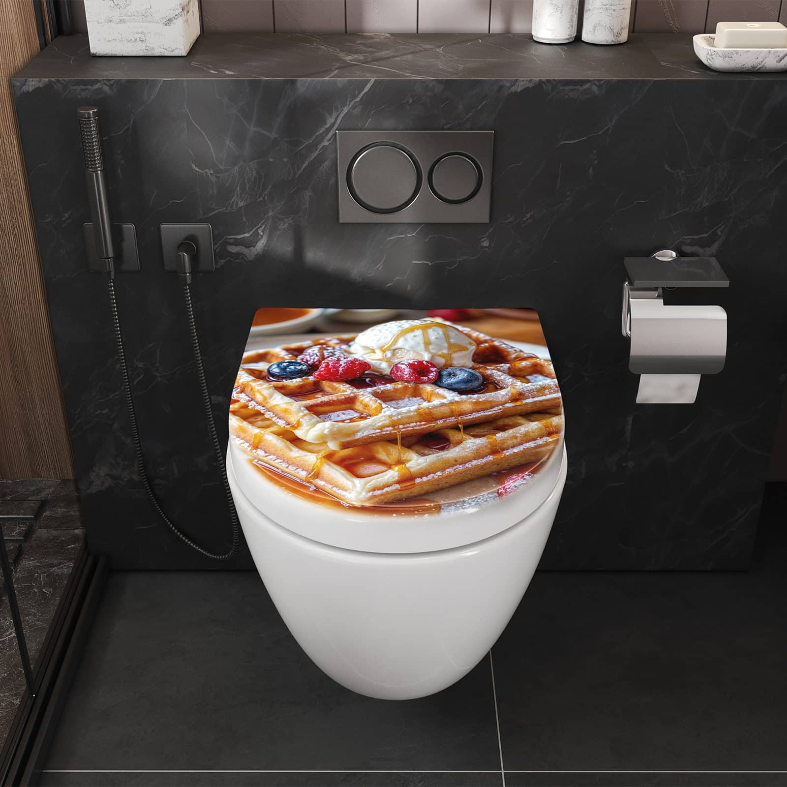 WC-Sitz mit Absenkautomatik Belgische Waffeln