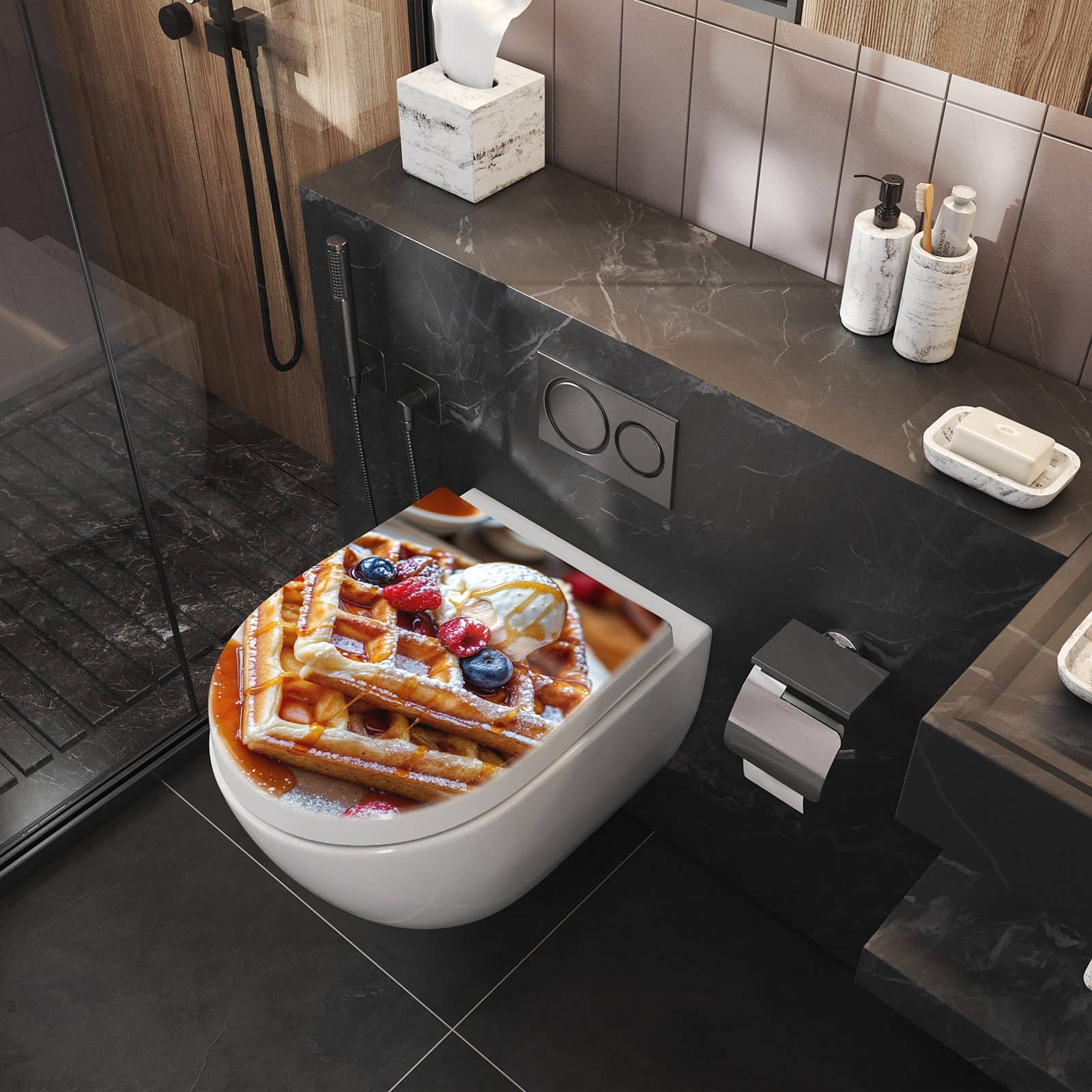 WC-Sitz mit Absenkautomatik Belgische Waffeln