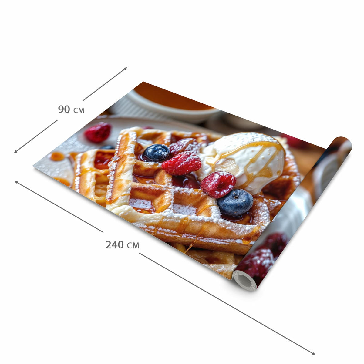 Rutschfester Küchenläufer mit Motiv Belgische Waffeln in der Grösse 60x180 cm für angenehme Haptik