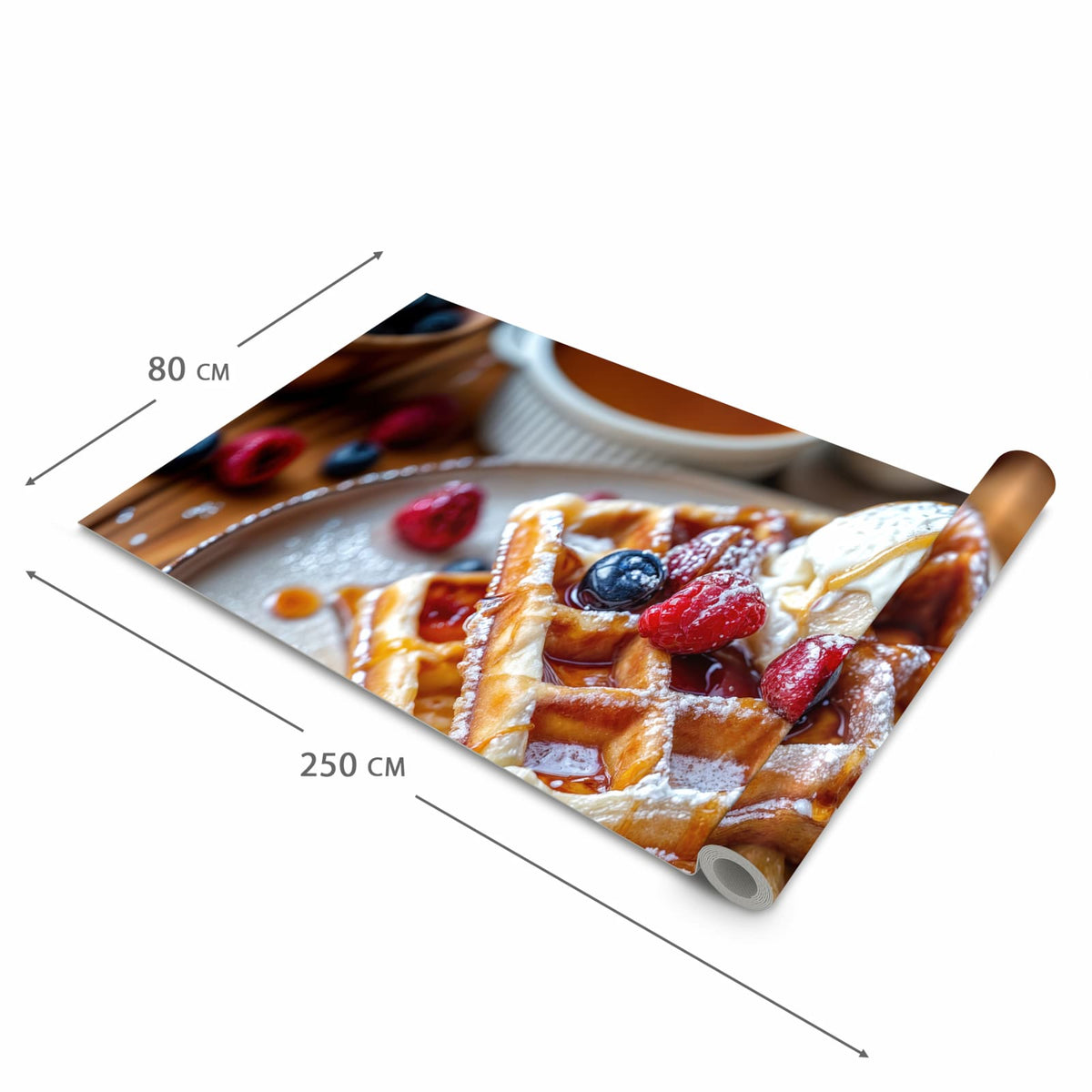 Pflegeleichter Küchenläufer mit Motiv Belgische Waffeln in der Grösse 60x180 cm