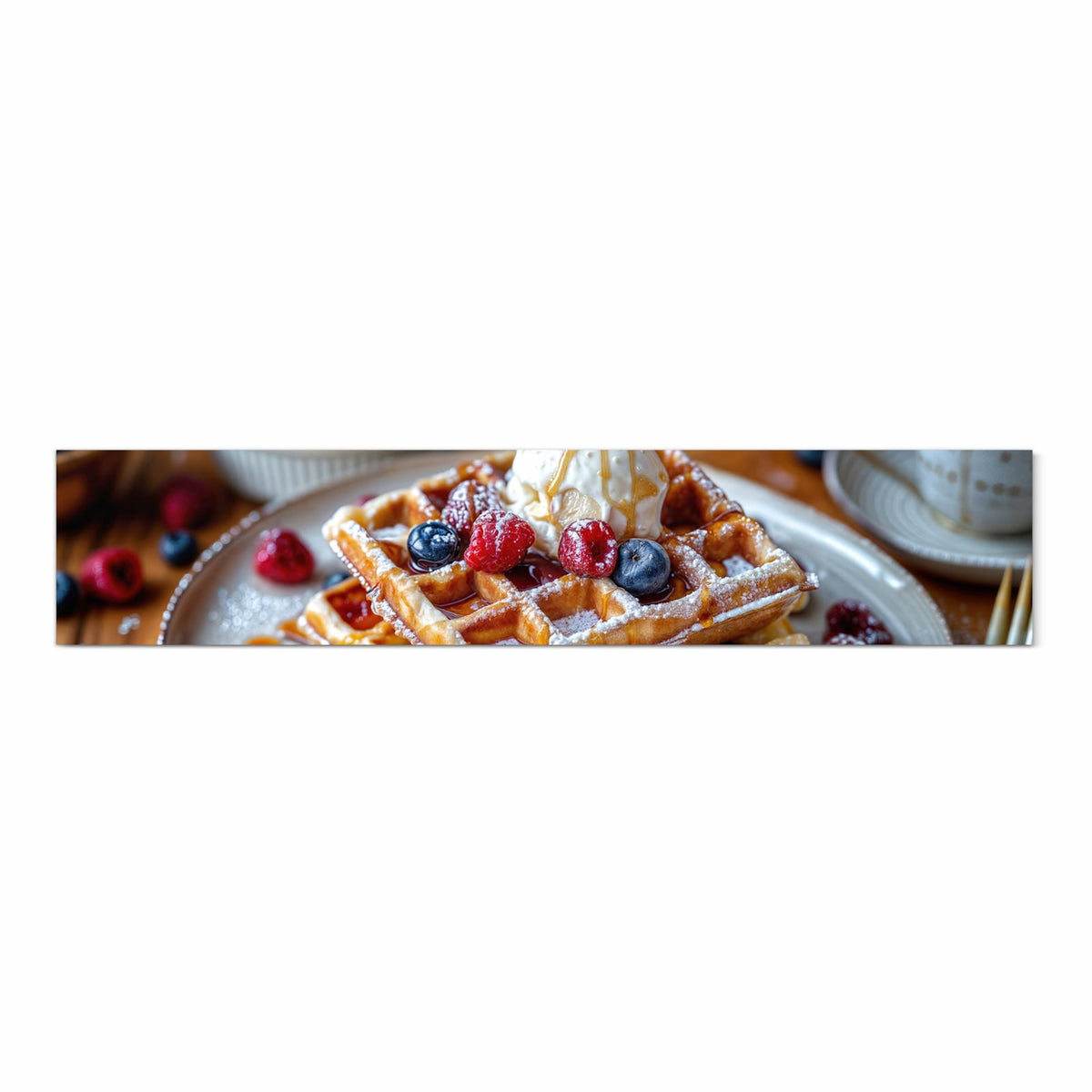 Hygienischer rutschfester Läufer mit Motiv Belgische Waffeln in Frontansicht für den Flur