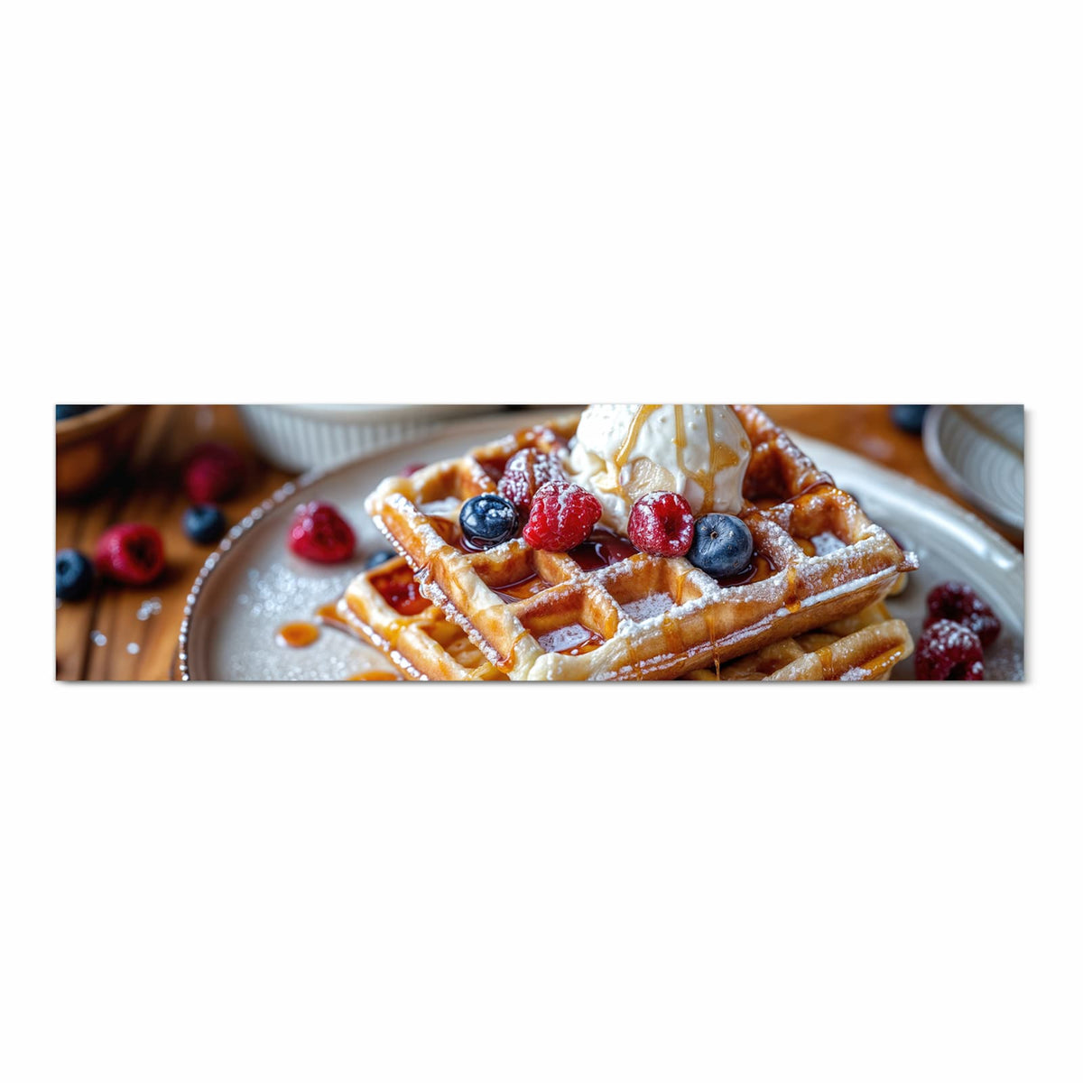 Langlebiger waschbarer Küchenteppich mit Motiv Belgische Waffeln in Frontansicht