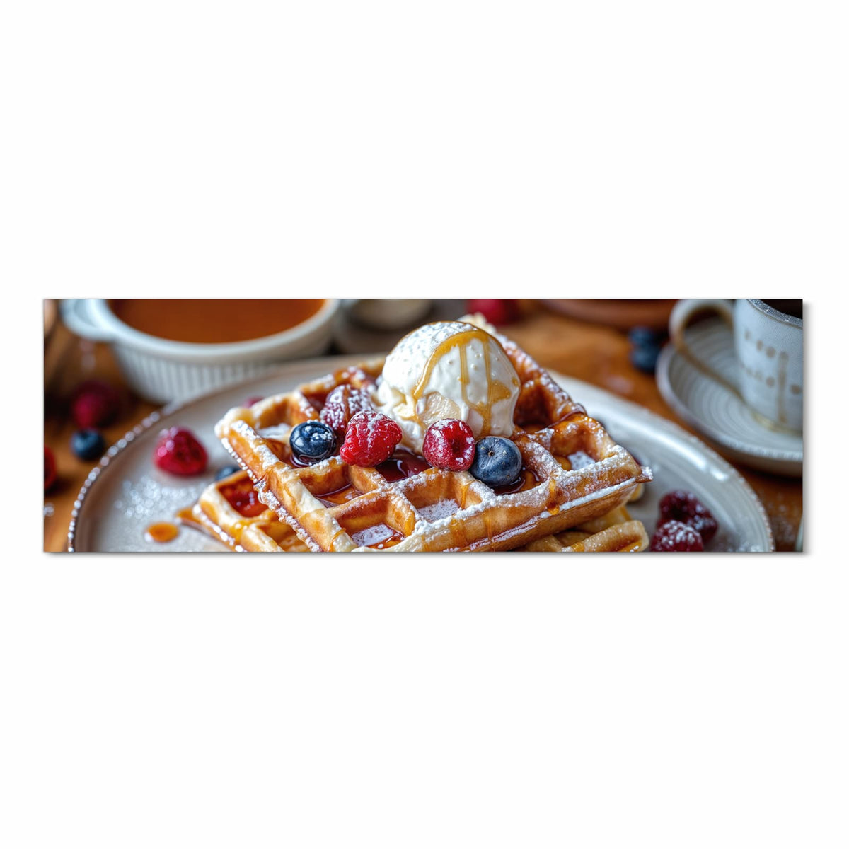 Rutschhemmender waschbarer Küchenläufer mit Motiv Belgische Waffeln in Frontansicht