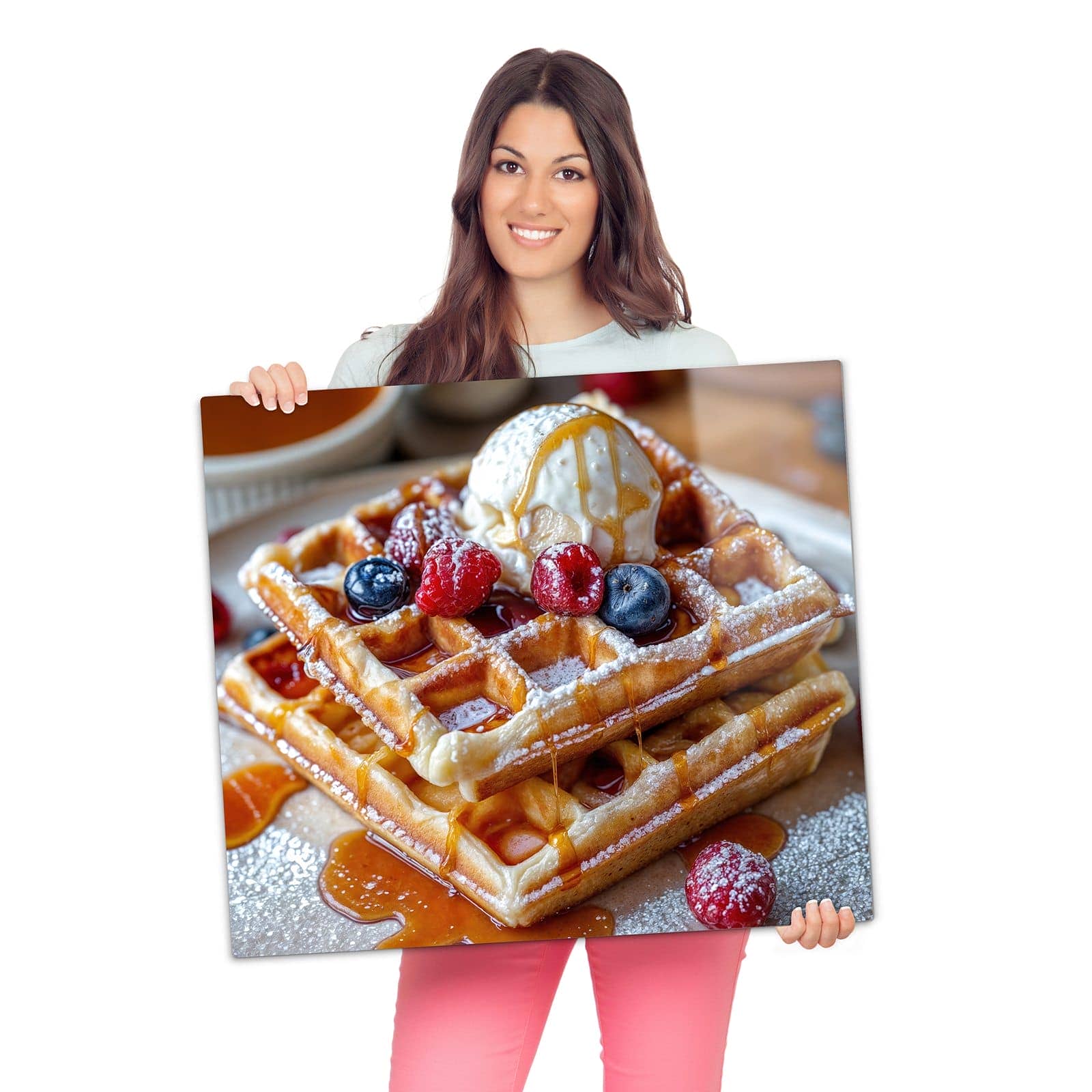 2-teilige Herdabdeckplatten aus Glas mit Belgische Waffeln-Motiv als Spritzschutz hinter dem Kochfeld