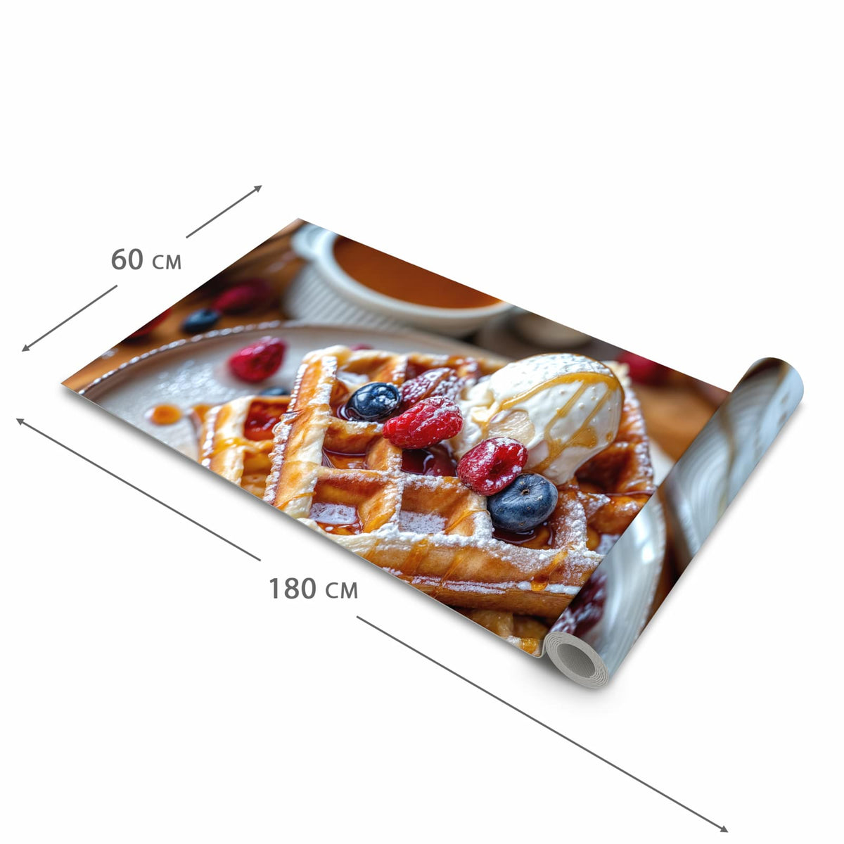 Wasserabweisender Küchenteppich mit Motiv Belgische Waffeln in der Grösse 60x150 cm