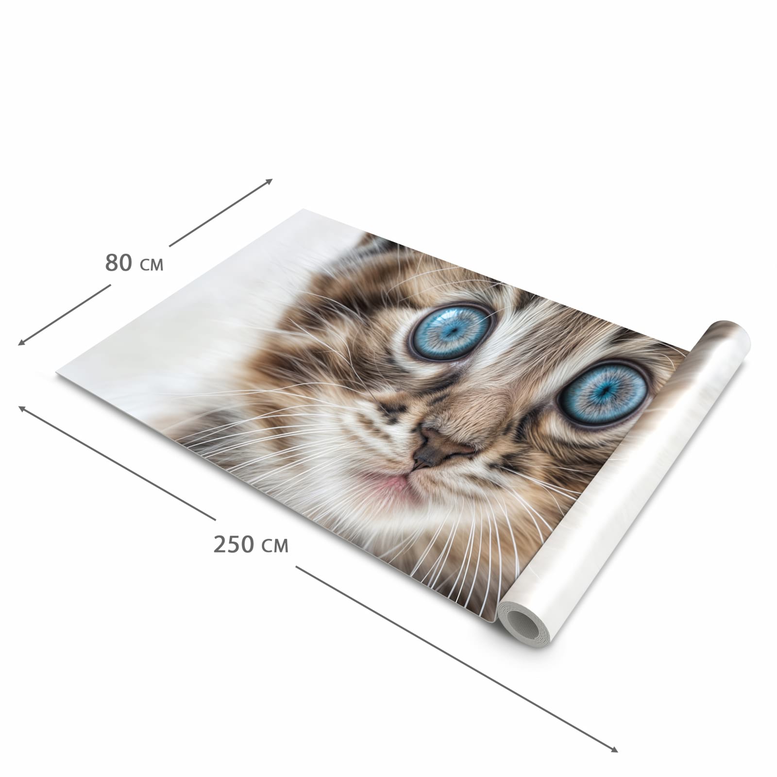 Formstabiler rutschfester Küchenteppich mit Motiv Blaue Augen Kätzchen in der Grösse 60x150 cm