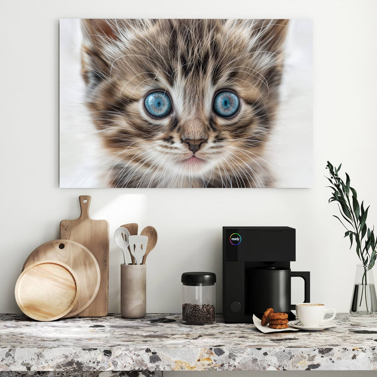Metall Magnettafel - Blauäugiges Kätzchen – Kätzchen mit leuchtend blauen Augen