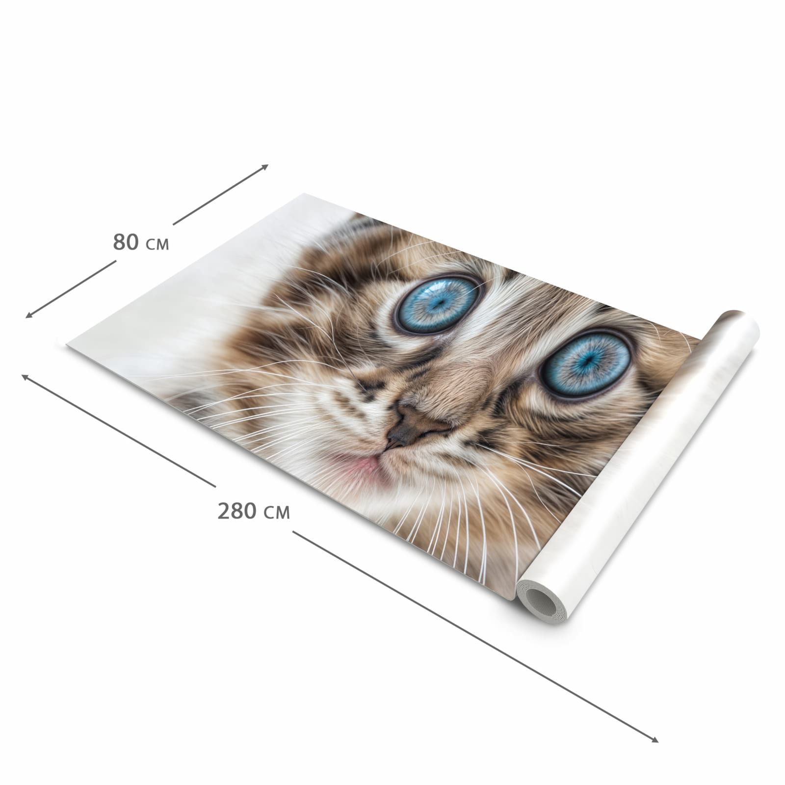 Bodenläufer mit Motiv Blaue Augen Kätzchen in der Grösse 60x150 cm für sichere Aufbewahrung