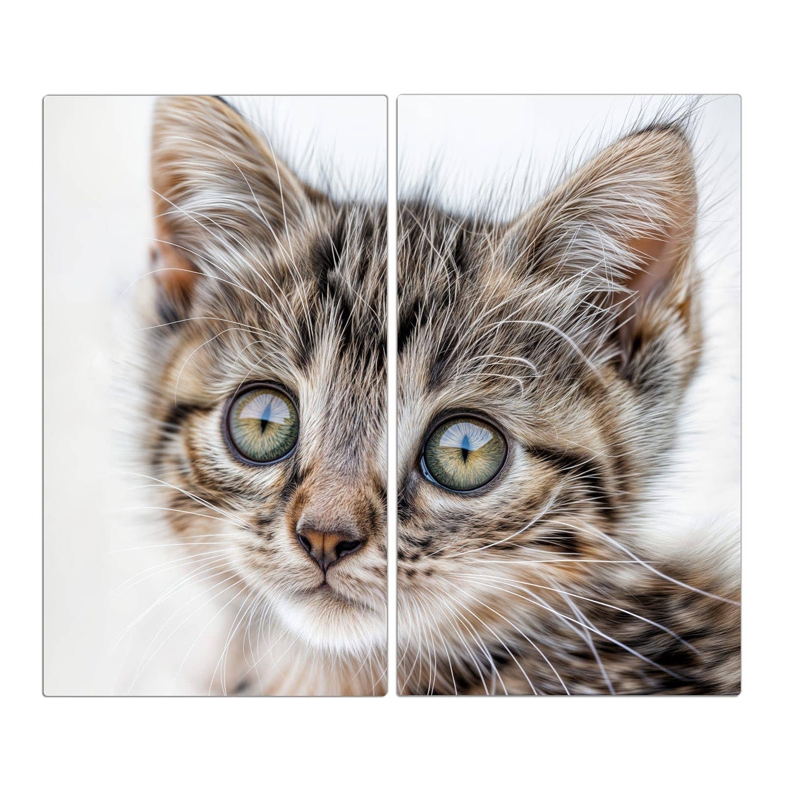 2-teilige Herdabdeckplatten mit Neugieriges Katzenjunges-Motiv in der Frontansicht