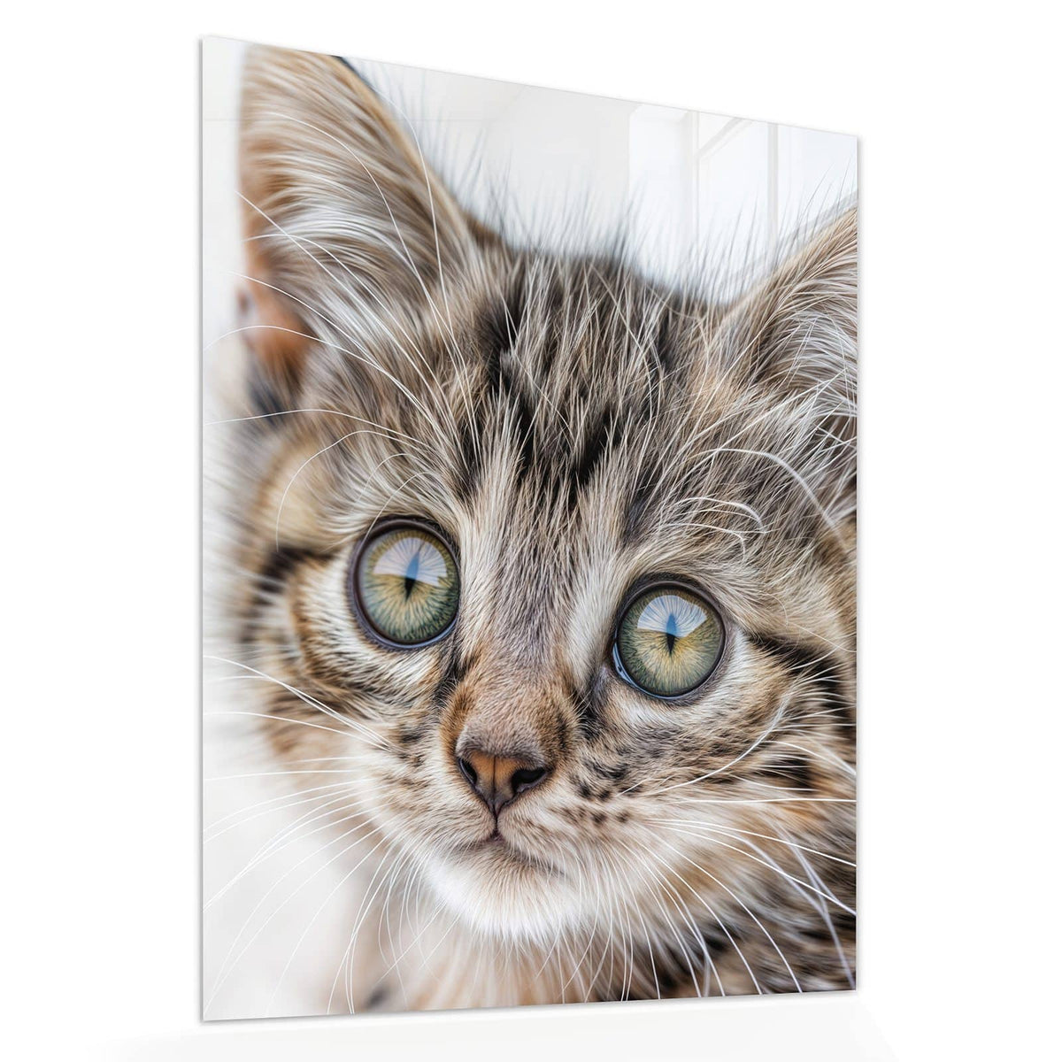 Echtglas, 4 mm – kein Acryl, keine Folie – Wandbild - Neugieriges Katzenjunges - Hochformat