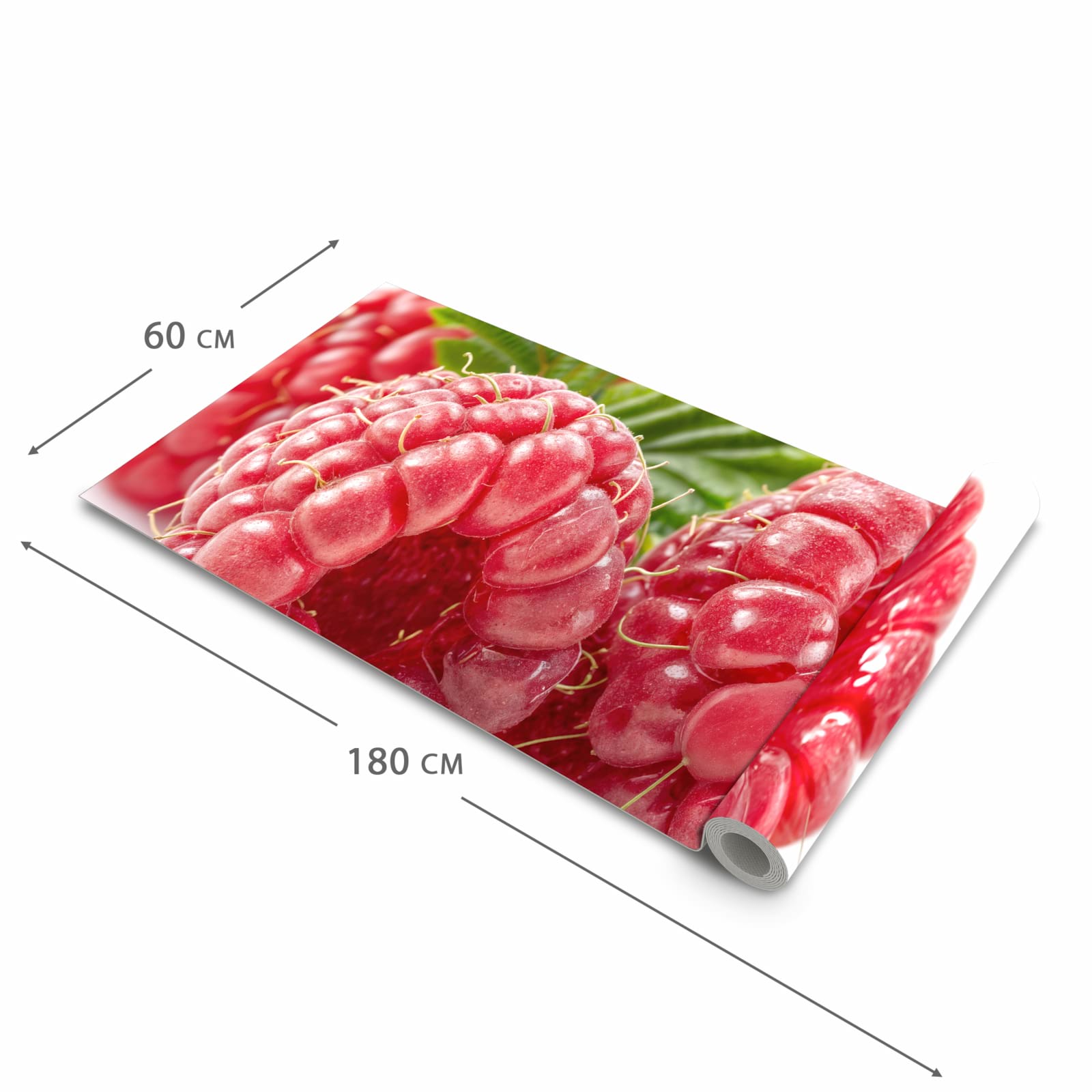 Bodenschonender Küchenläufer nach Maß mit Motiv Himbeeren von Frische in der Größe 60x120 cm