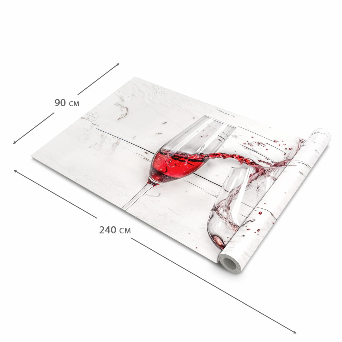 Langlebiger waschbarer Küchenläufer mit Motiv Rotweingläserfall in der Grösse 60x120 cm