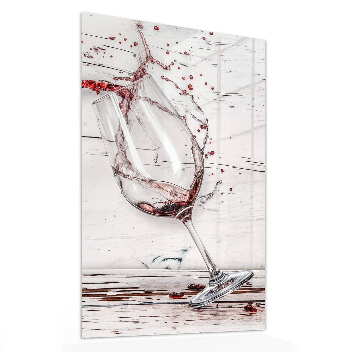 11 Größen – von 30 × 60 bis 60 × 150 cm – Wandbild - Gekipptes Rotweinglas - Hochformat