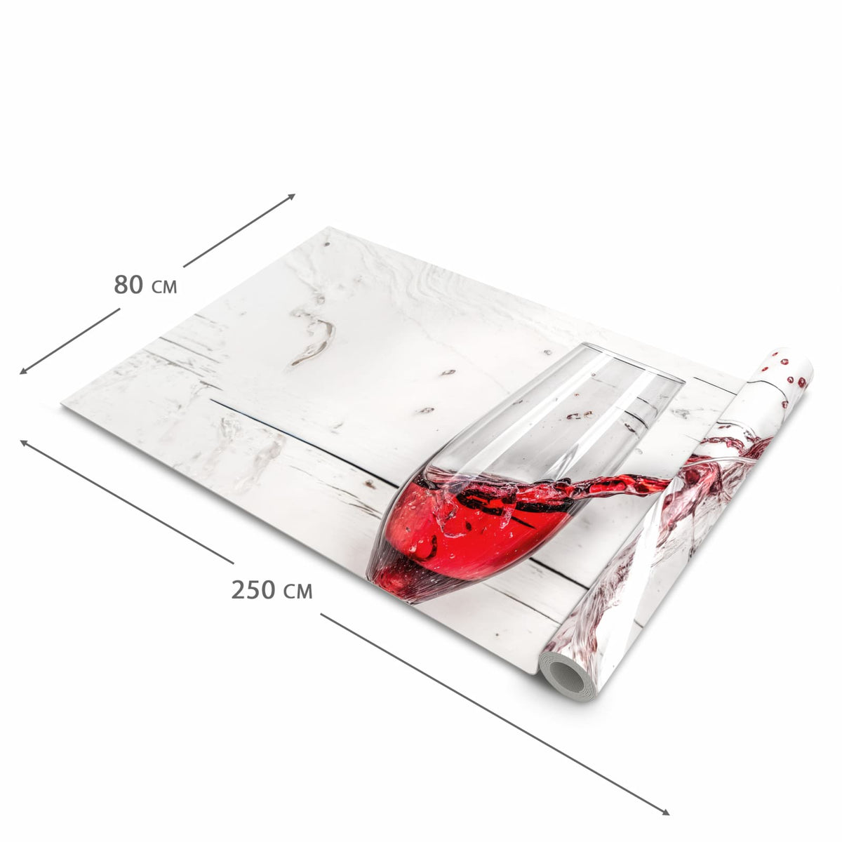 Waschbarer Küchenläufer mit Motiv Rotweingläserfall in der Größe 60x120 cm, angenehme Haptik