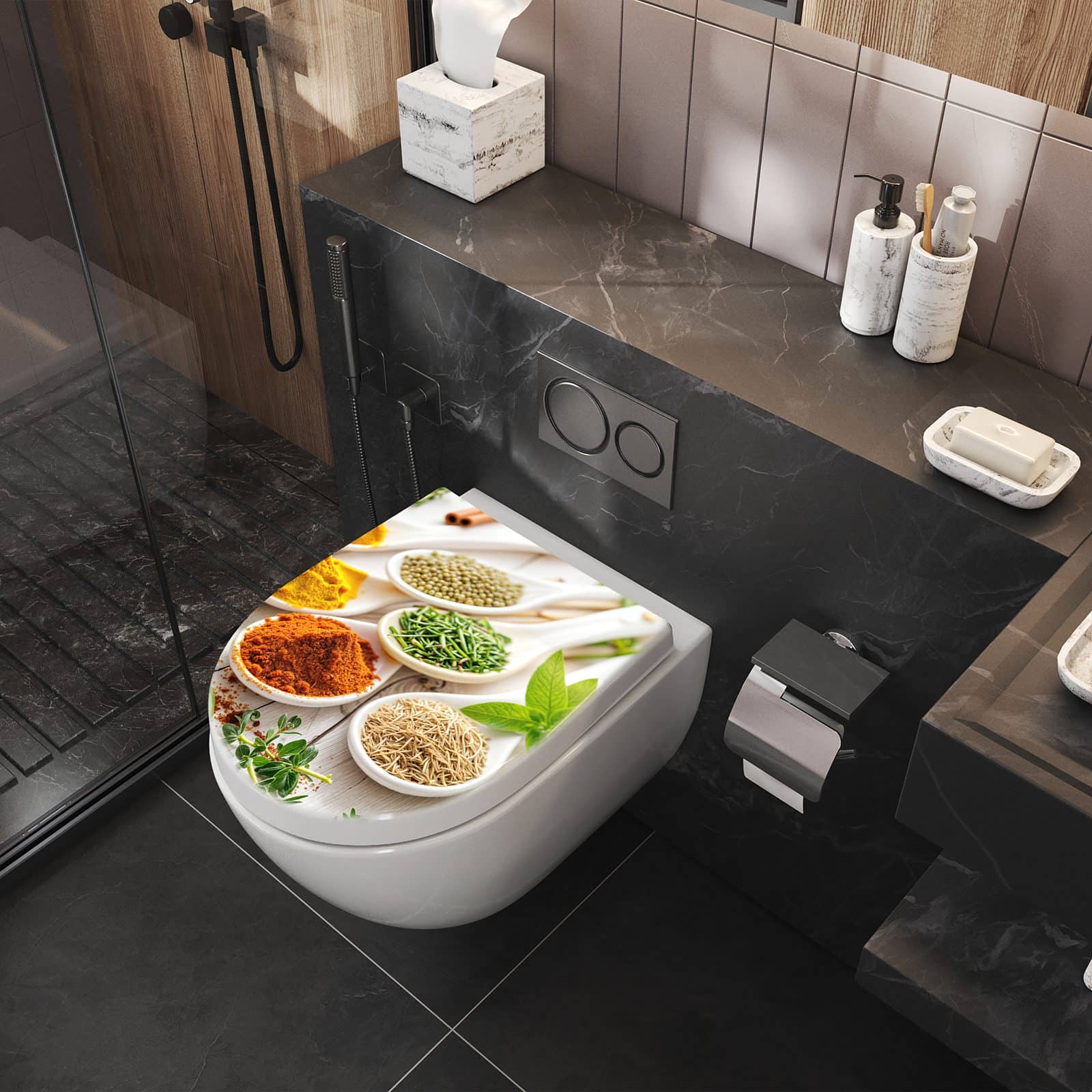 WC-Sitz mit Absenkautomatik Gewürzvielfalt